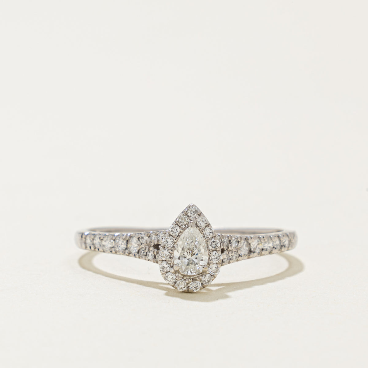 14k Pear Cut Diamond Halo Ring | 0.35ctw | SZ 8.75