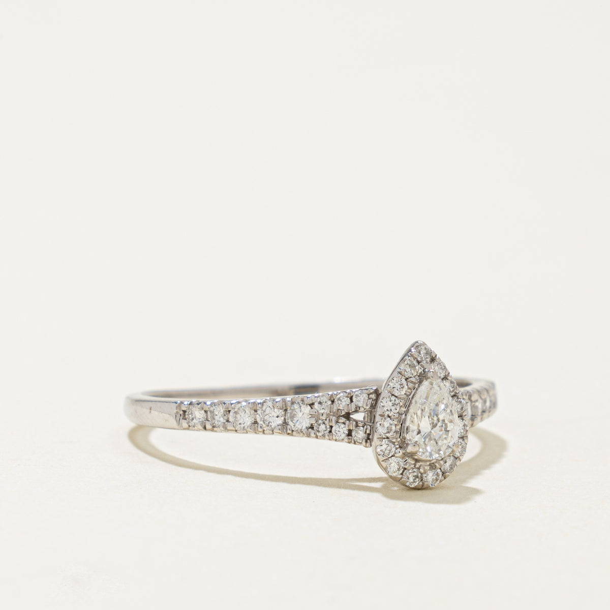 14k Pear Cut Diamond Halo Ring | 0.35ctw | SZ 8.75