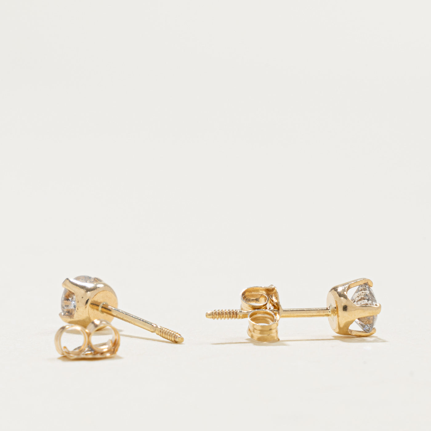 14k Solitaire Diamond Stud Earrings | 0.50ctw I3 I/J