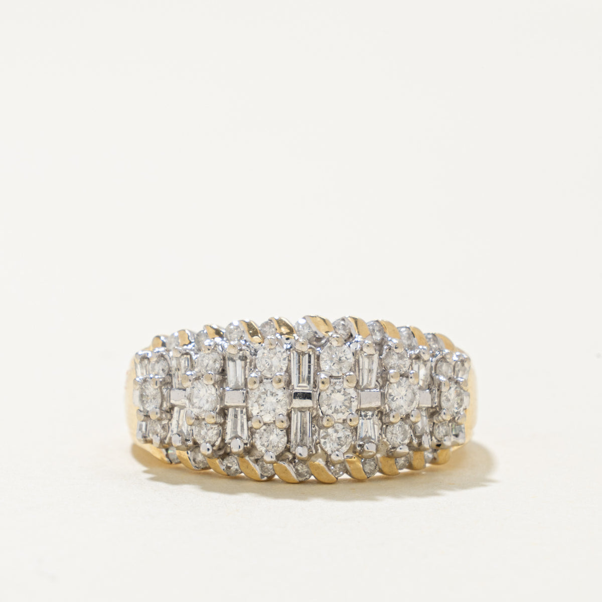 14k Multi Row Mixed Cut Semi Eternity Diamond Ring | 0.64ctw | SZ 8.5