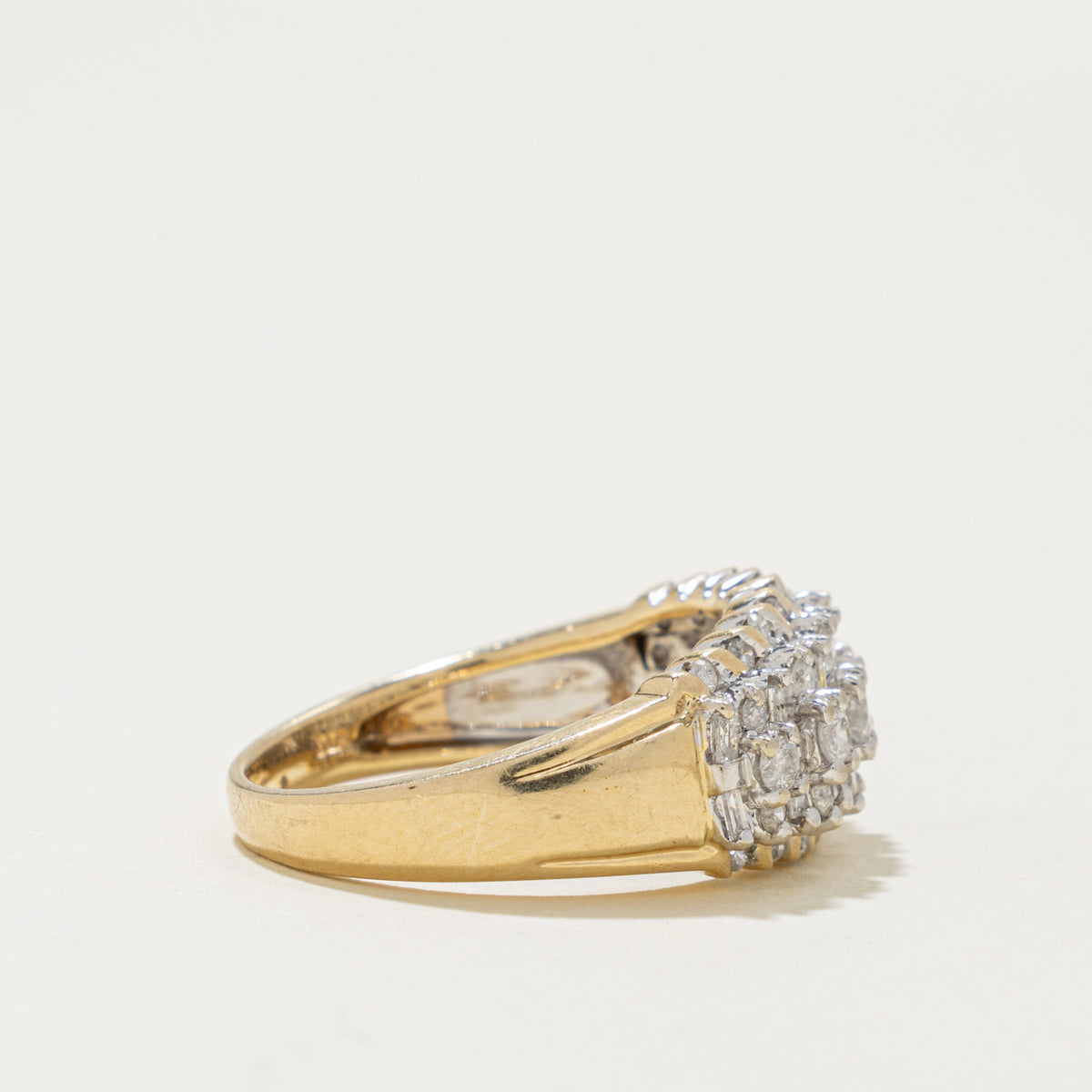 14k Multi Row Mixed Cut Semi Eternity Diamond Ring | 0.64ctw | SZ 8.5