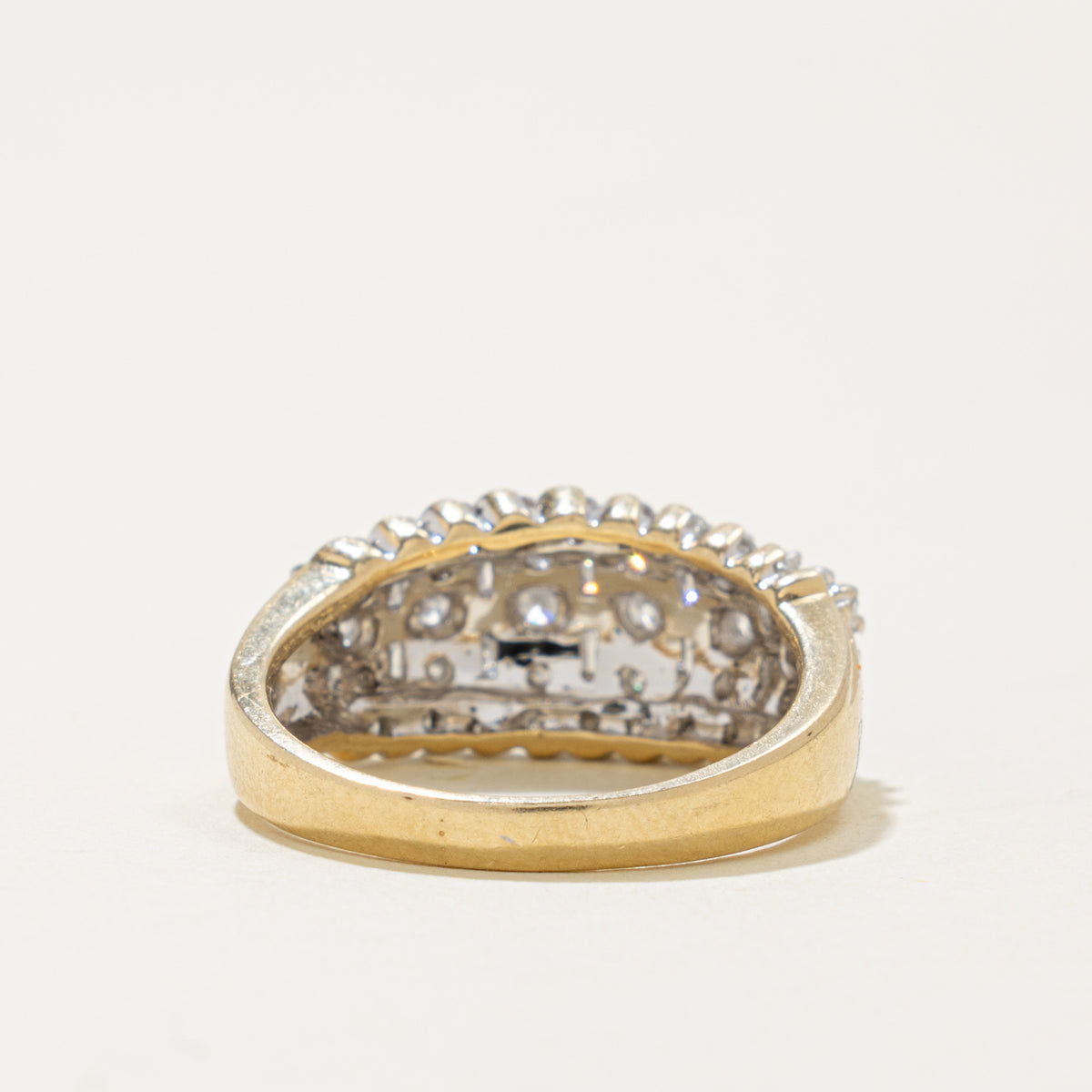 14k Multi Row Mixed Cut Semi Eternity Diamond Ring | 0.64ctw | SZ 8.5