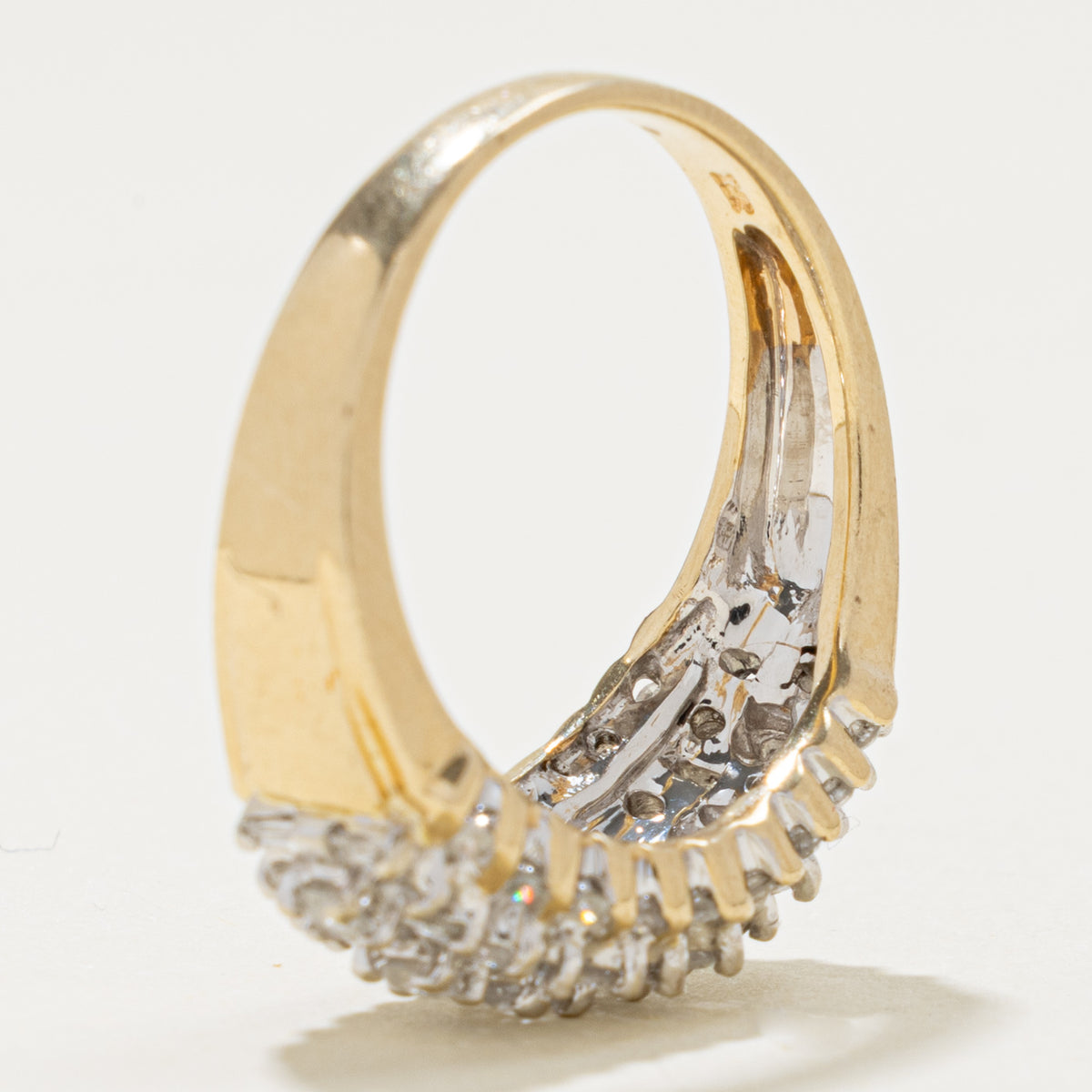 14k Multi Row Mixed Cut Semi Eternity Diamond Ring | 0.64ctw | SZ 8.5