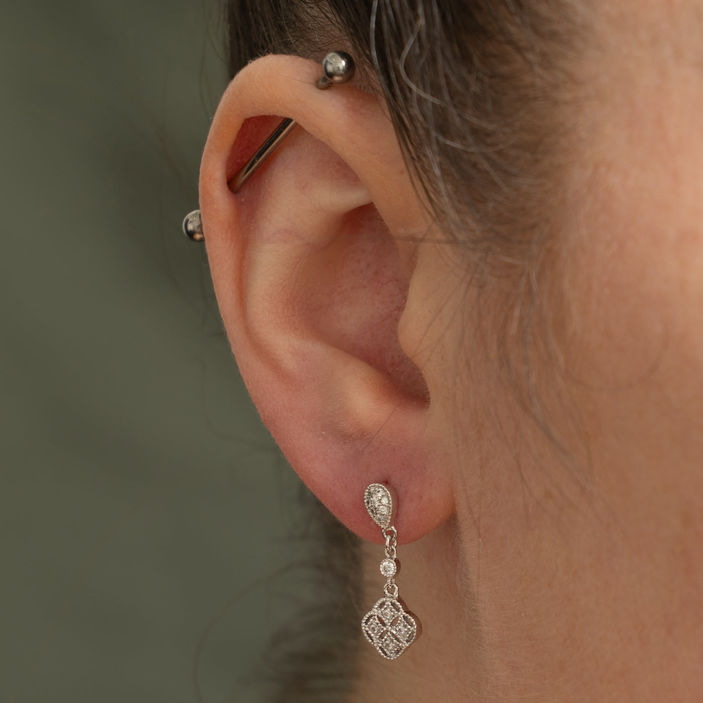 18k Diamond Clover Cluster Drop Earrings | 0.10ctw