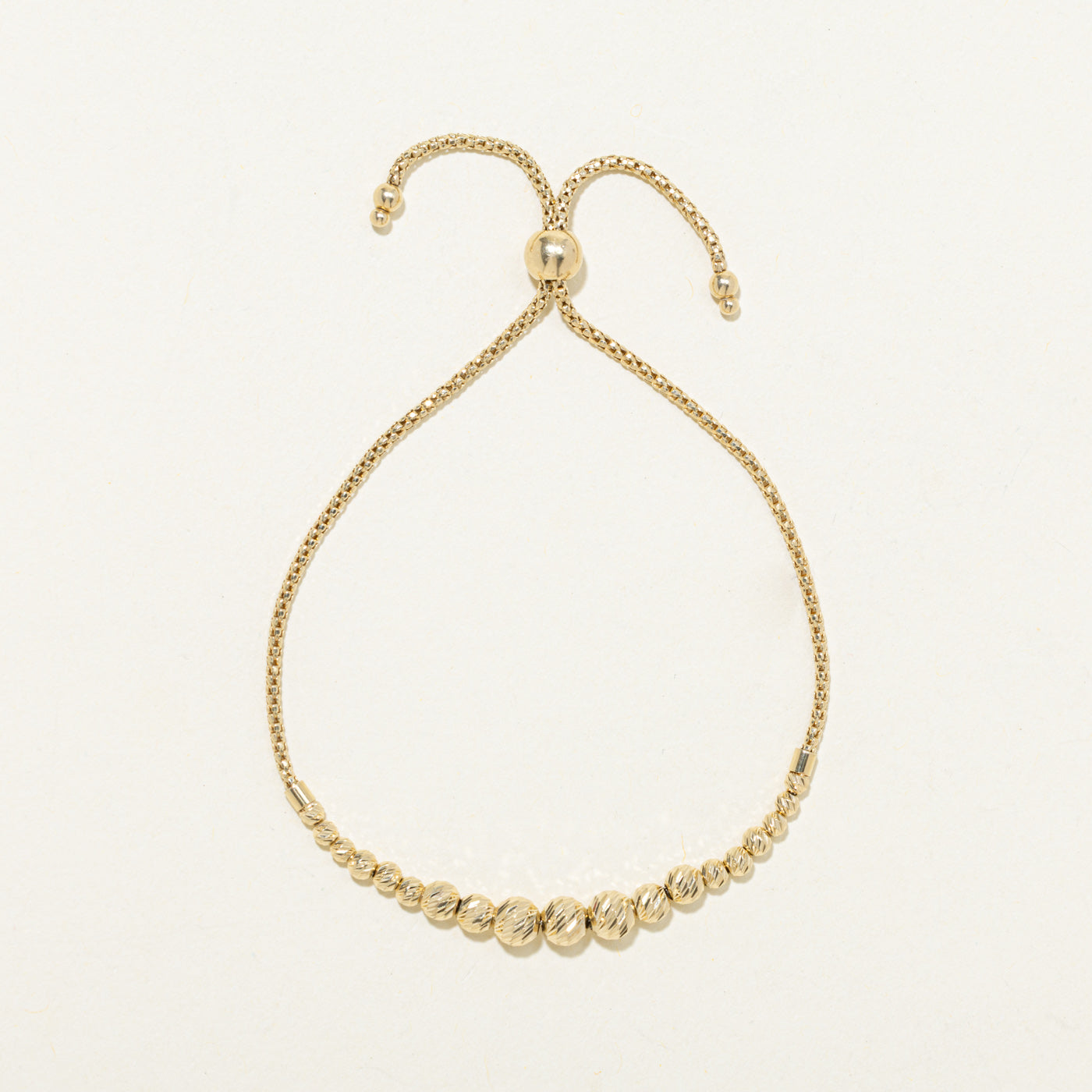 14k Yellow Gold Adjustable Bead Chain Bracelet | 9"