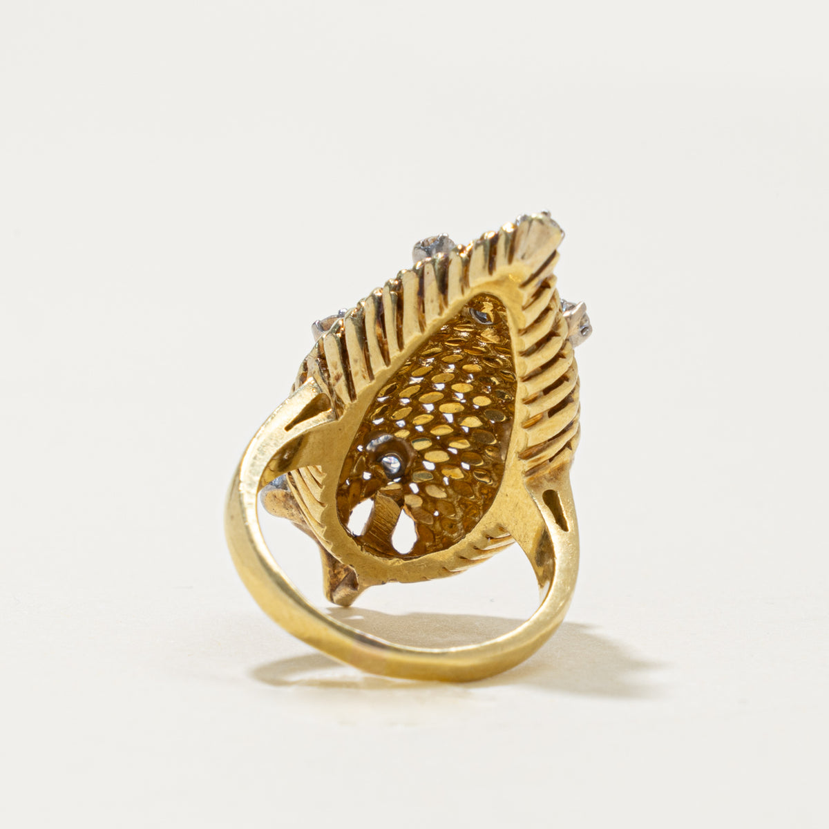 18k Scattered Diamond Rope Puffed Cocktail Ring | 0.16ctw | SZ 4