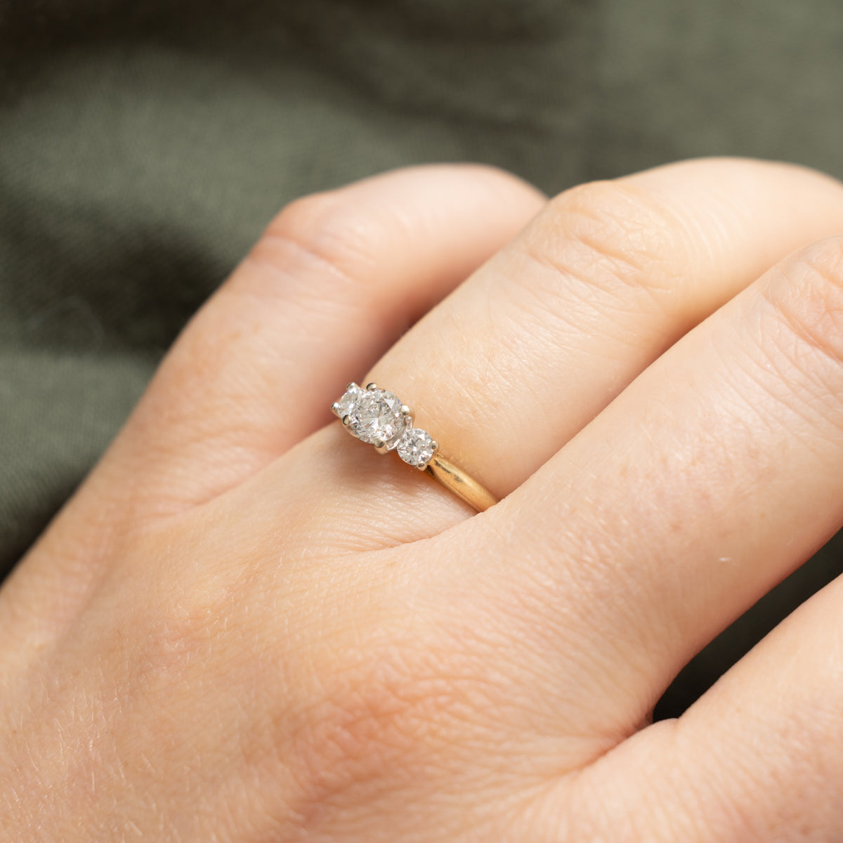 14k Three Stone Diamond Engagement Ring | 0.47ctw | SZ 4.5