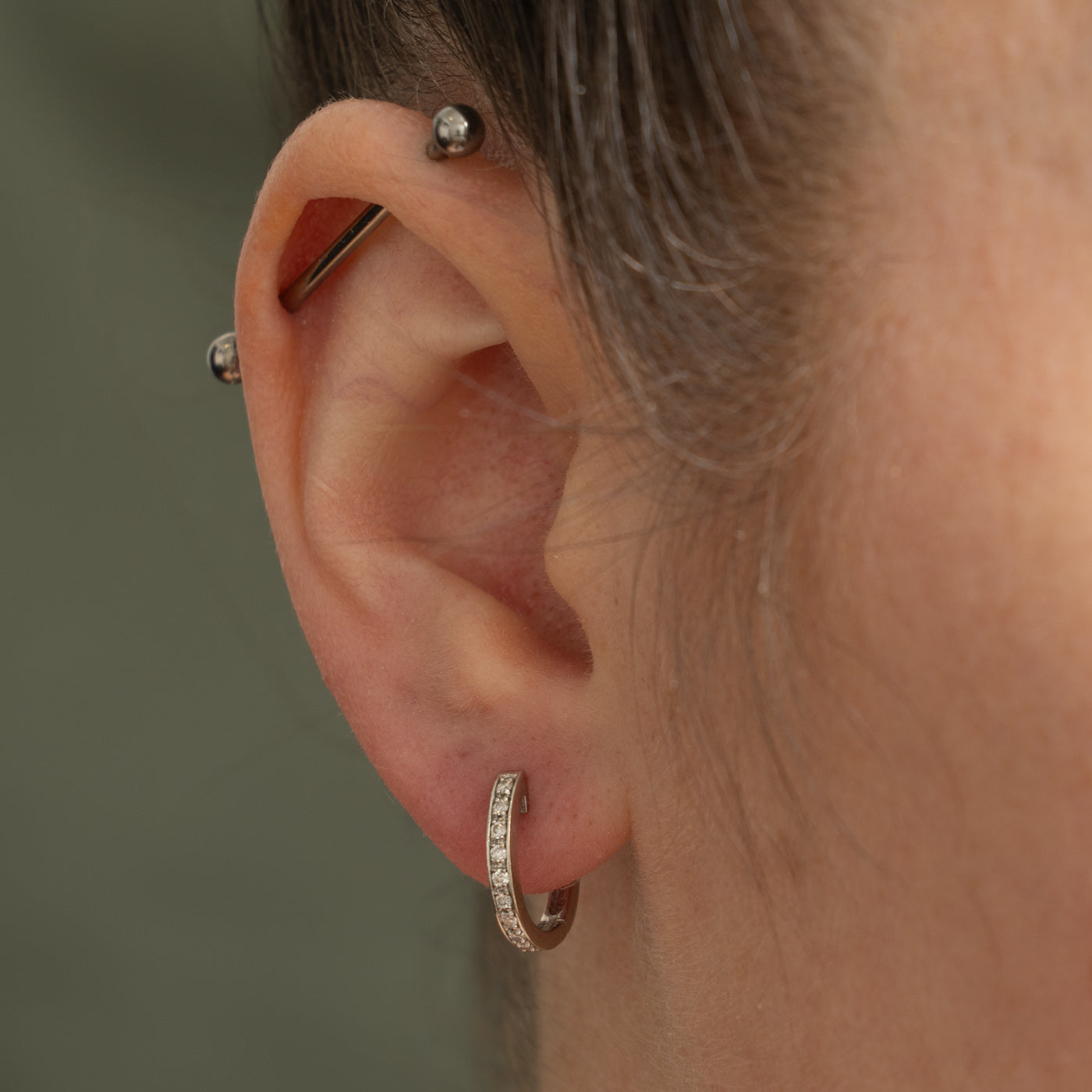 14k Diamond Small Hoop Earrings | 0.14ctw