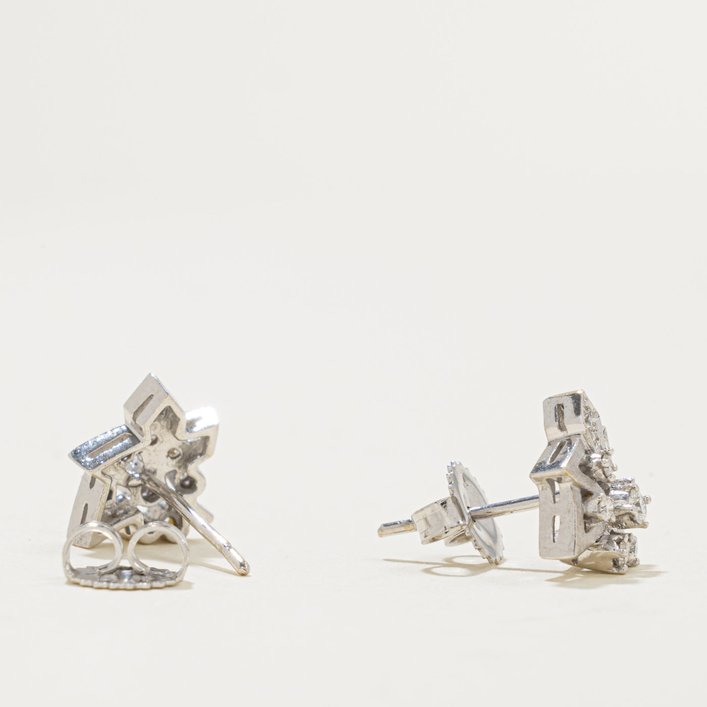 18k Diamond Geometric Cluster Stud Earrings | 0.40ctw