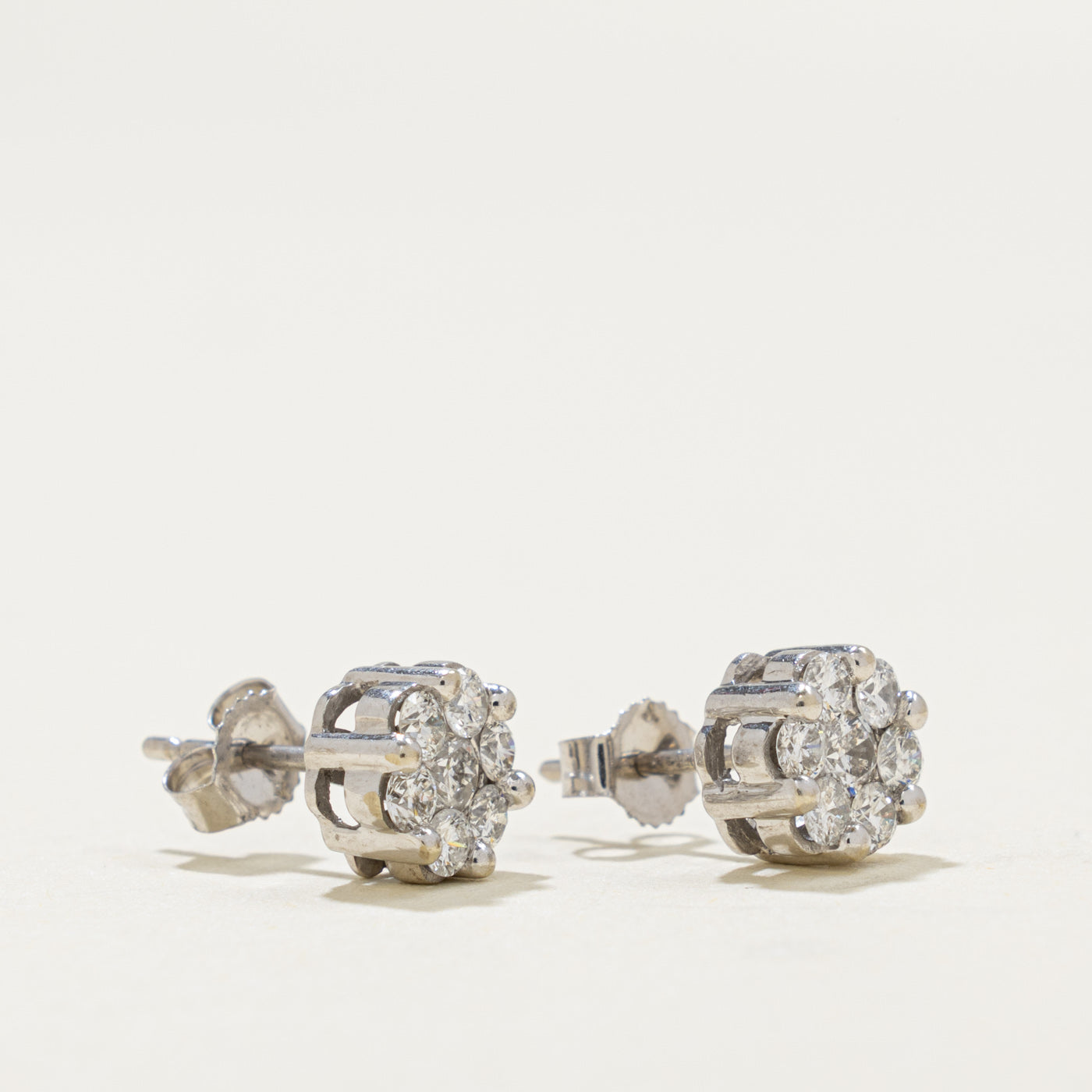 10k Diamond Cluster Stud Earrings | 0.47ctw