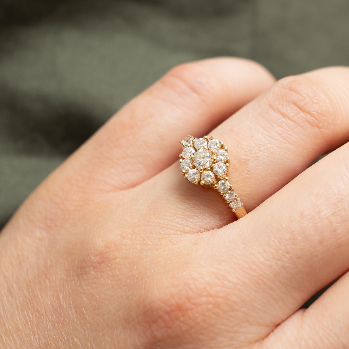 14k Diamond Floral Cluster Accented Ring | 0.62ctw | SZ 6