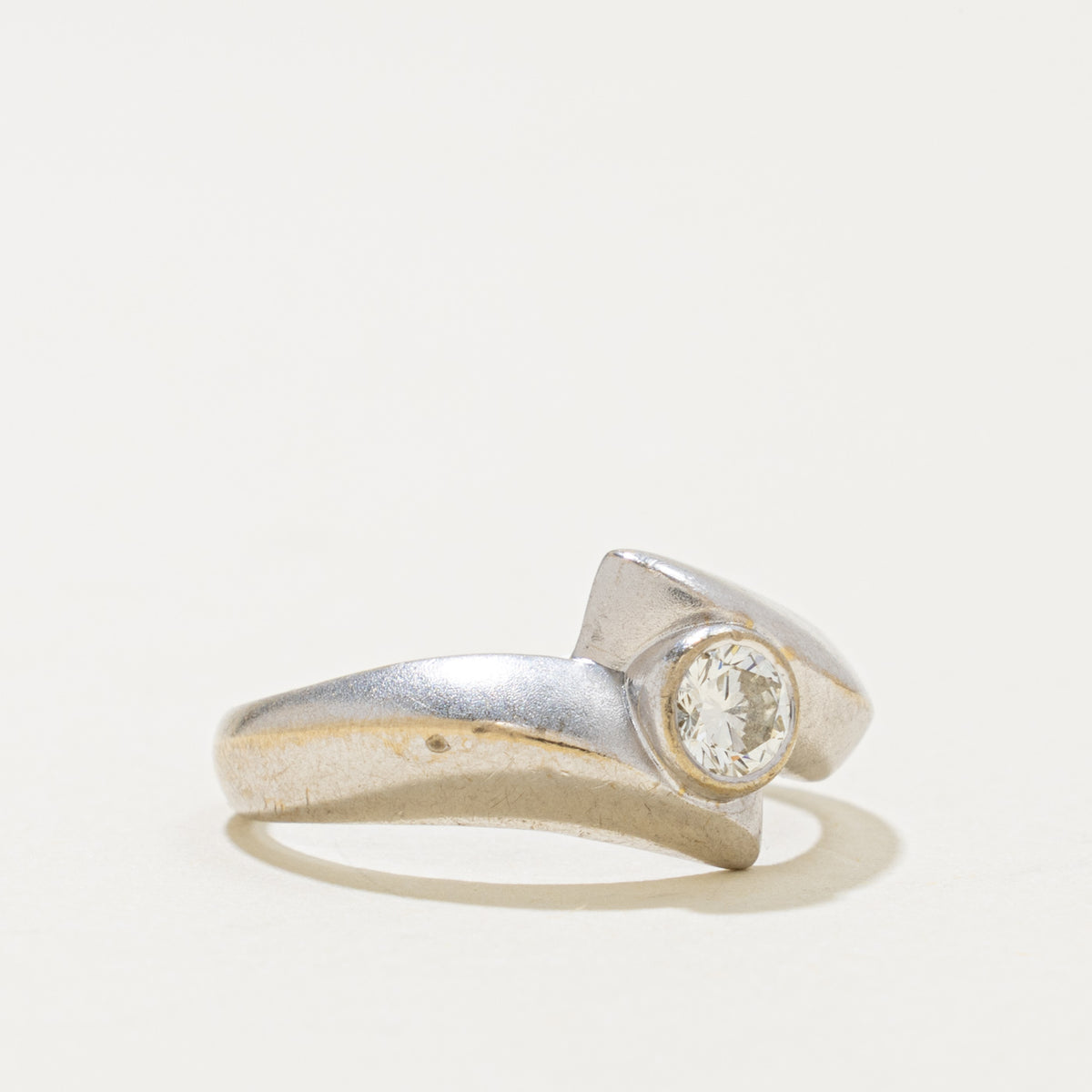 18k Solitaire Diamond Knife Edge Bypass Ring | 0.22ct | SZ 6.25