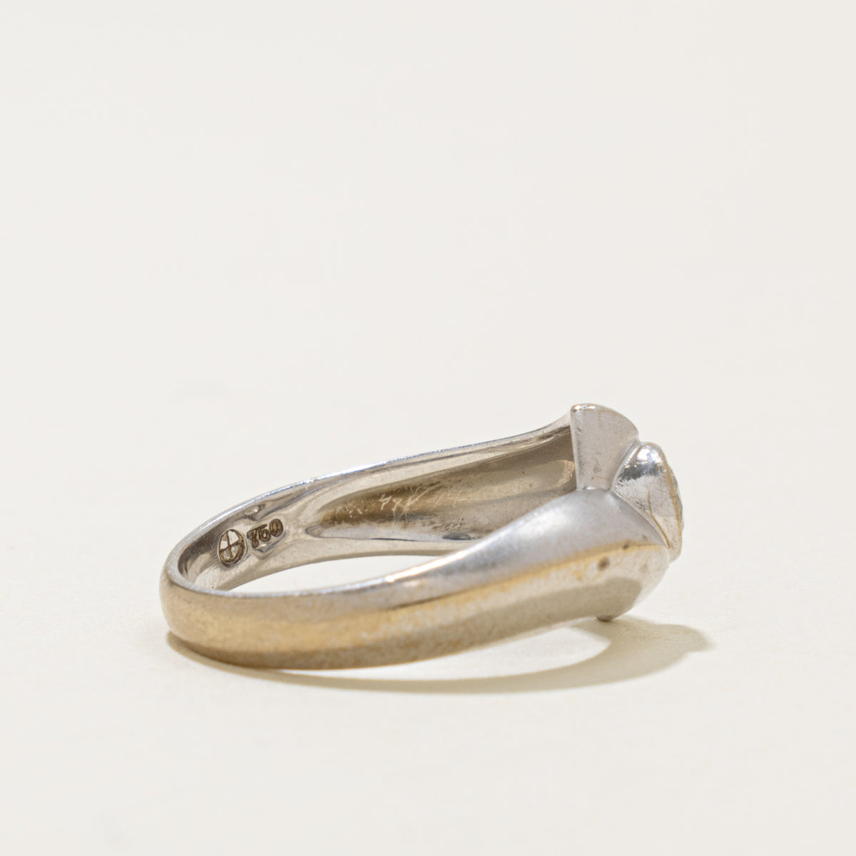 18k Solitaire Diamond Knife Edge Bypass Ring | 0.22ct | SZ 6.25
