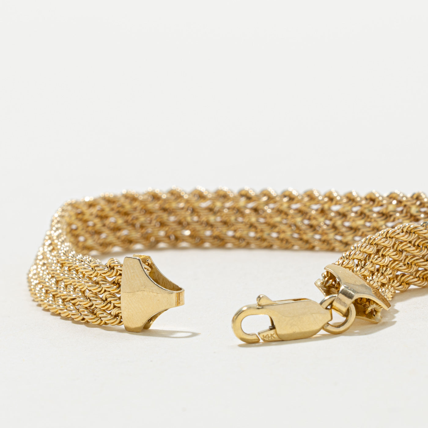14k Yellow Gold Multi Layered Rope Chain Bracelet | 7.5"