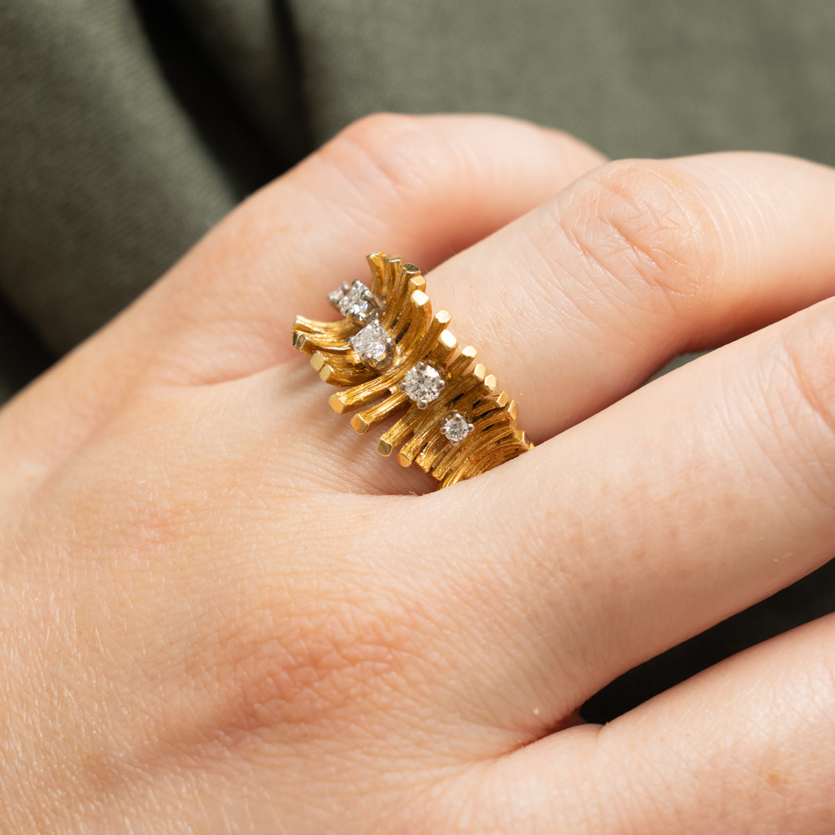 Birks' Five Stone Diamond Textured Fringed Ring | 0.23ctw | SZ 7