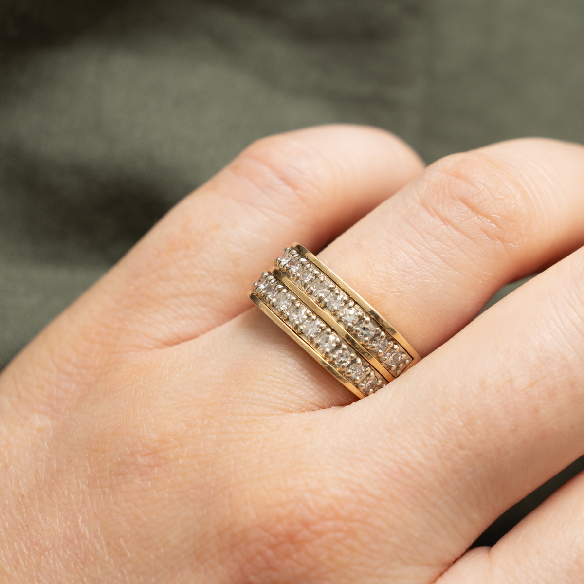 14k Double Row Diamond Band | 0.60ctw | 8.5mm | SZ 9