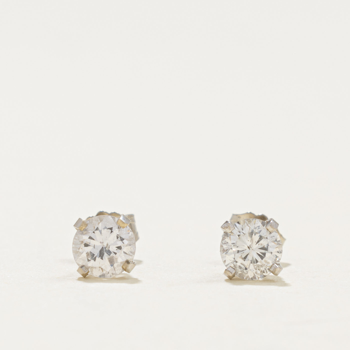 14k Solitaire Diamond Stud Earrings | 0.64ctw I1/I2 I/J