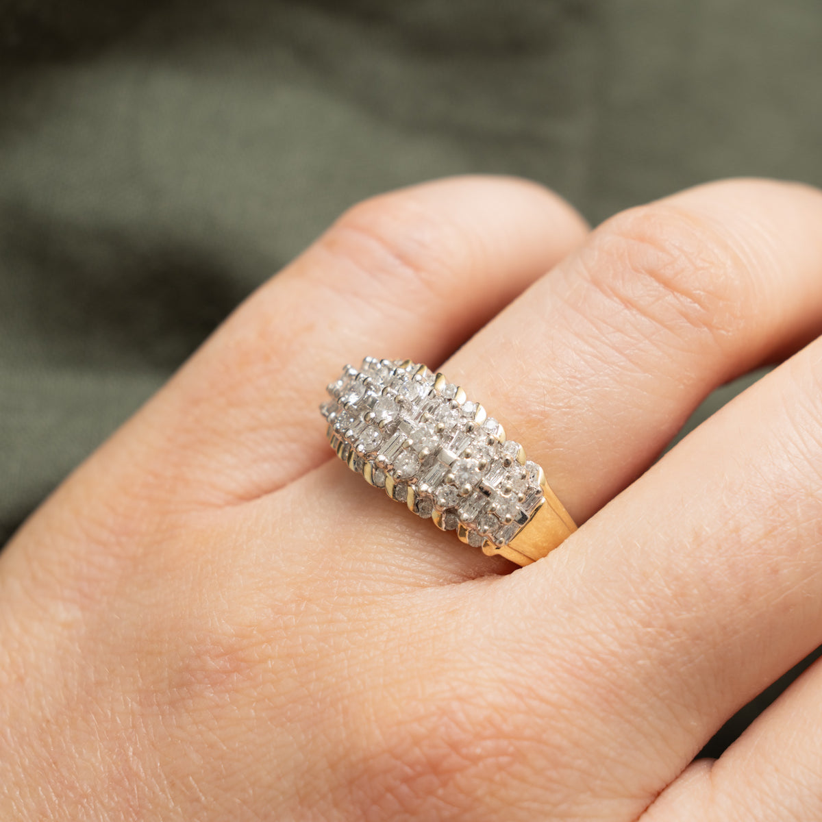 14k Multi Row Mixed Cut Semi Eternity Diamond Ring | 0.64ctw | SZ 8.5