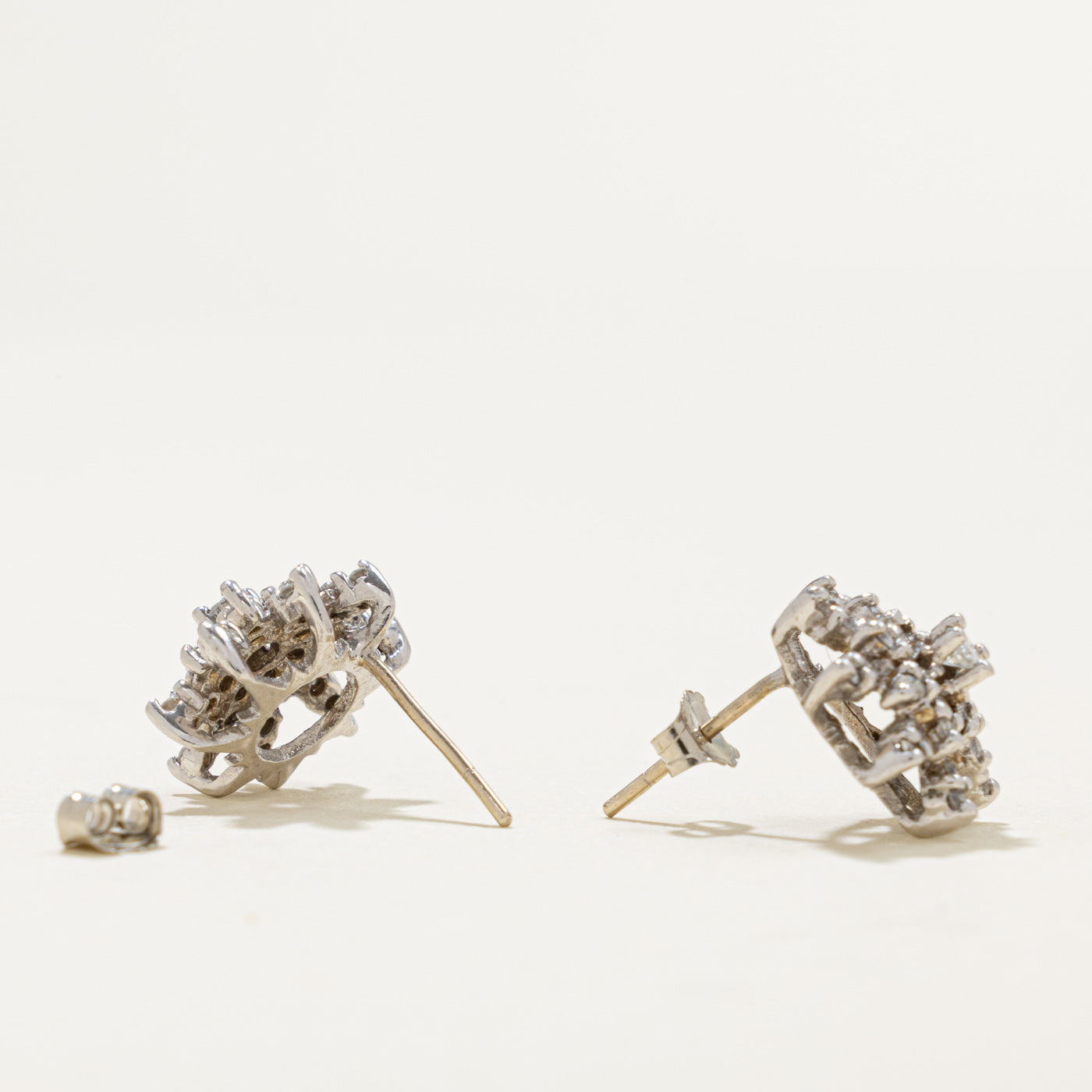 14k Diamond Floral Cluster Stud Earrings | 0.64ctw