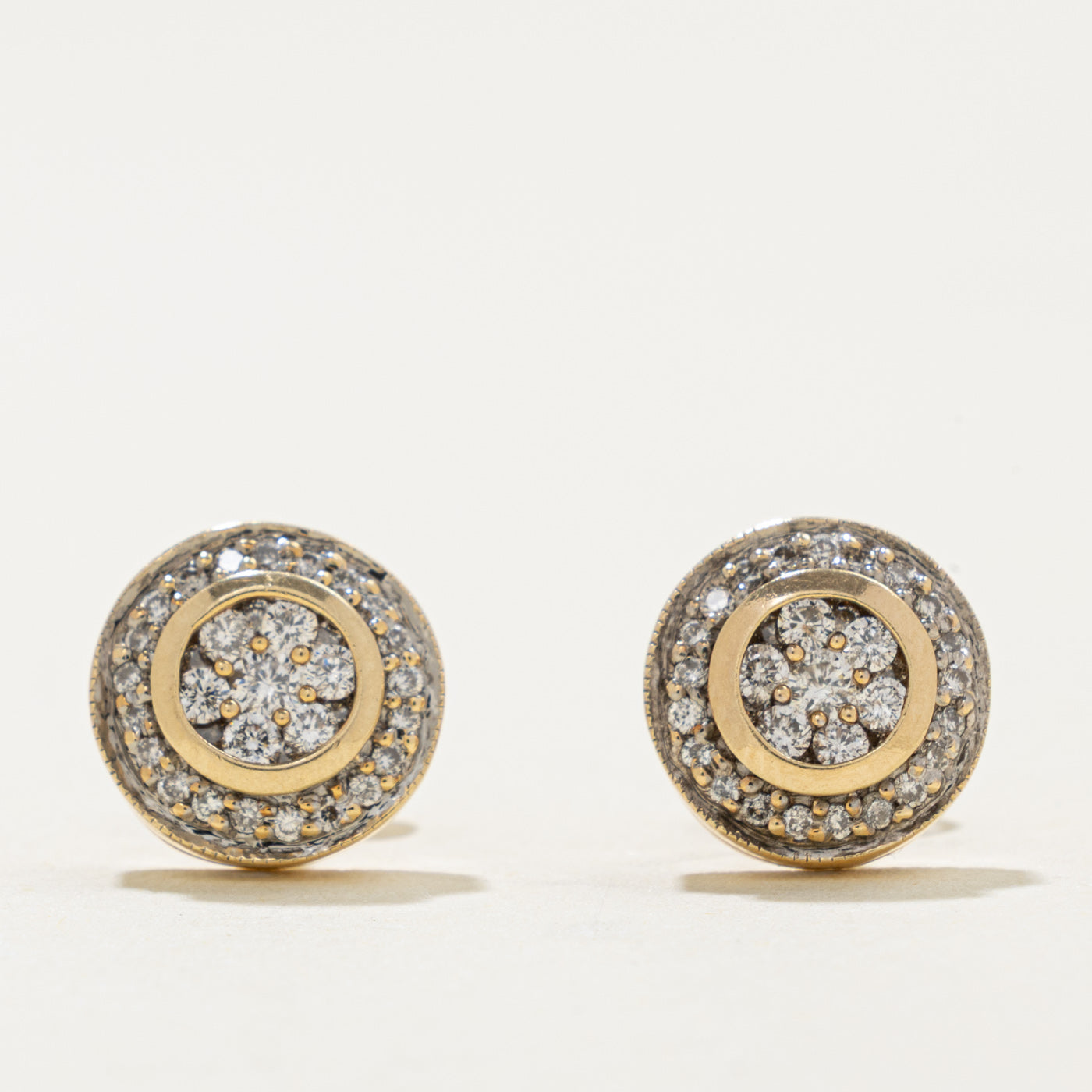 14k Diamond Cluster Halo Stud Earrings | 0.36ctw