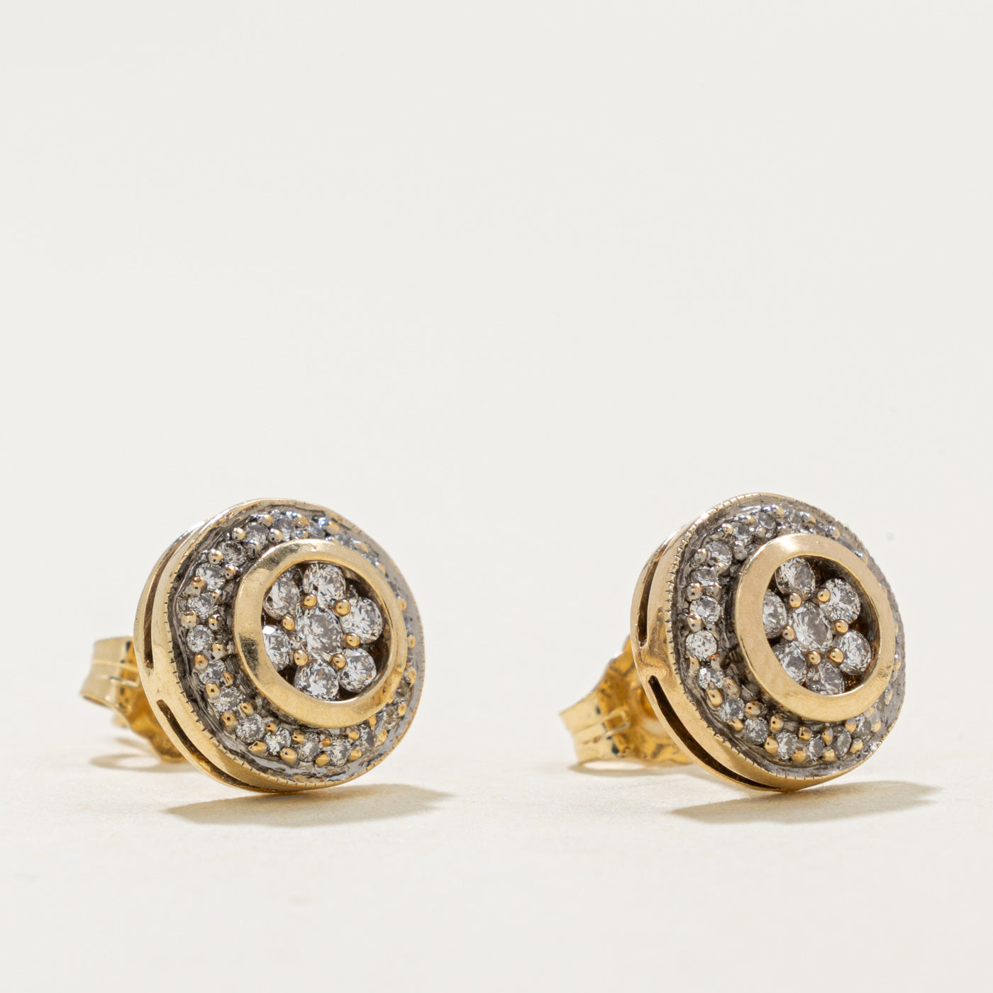 14k Diamond Cluster Halo Stud Earrings | 0.36ctw