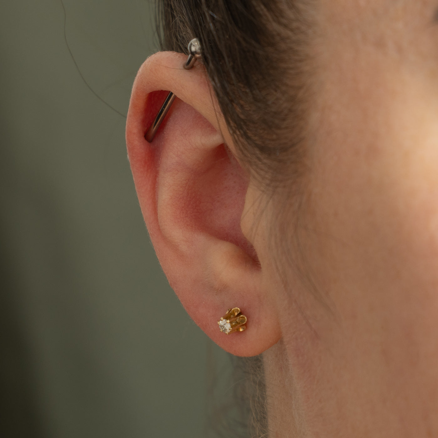 14k Belcher Set Diamond Stud Earrings | 0.20ctw