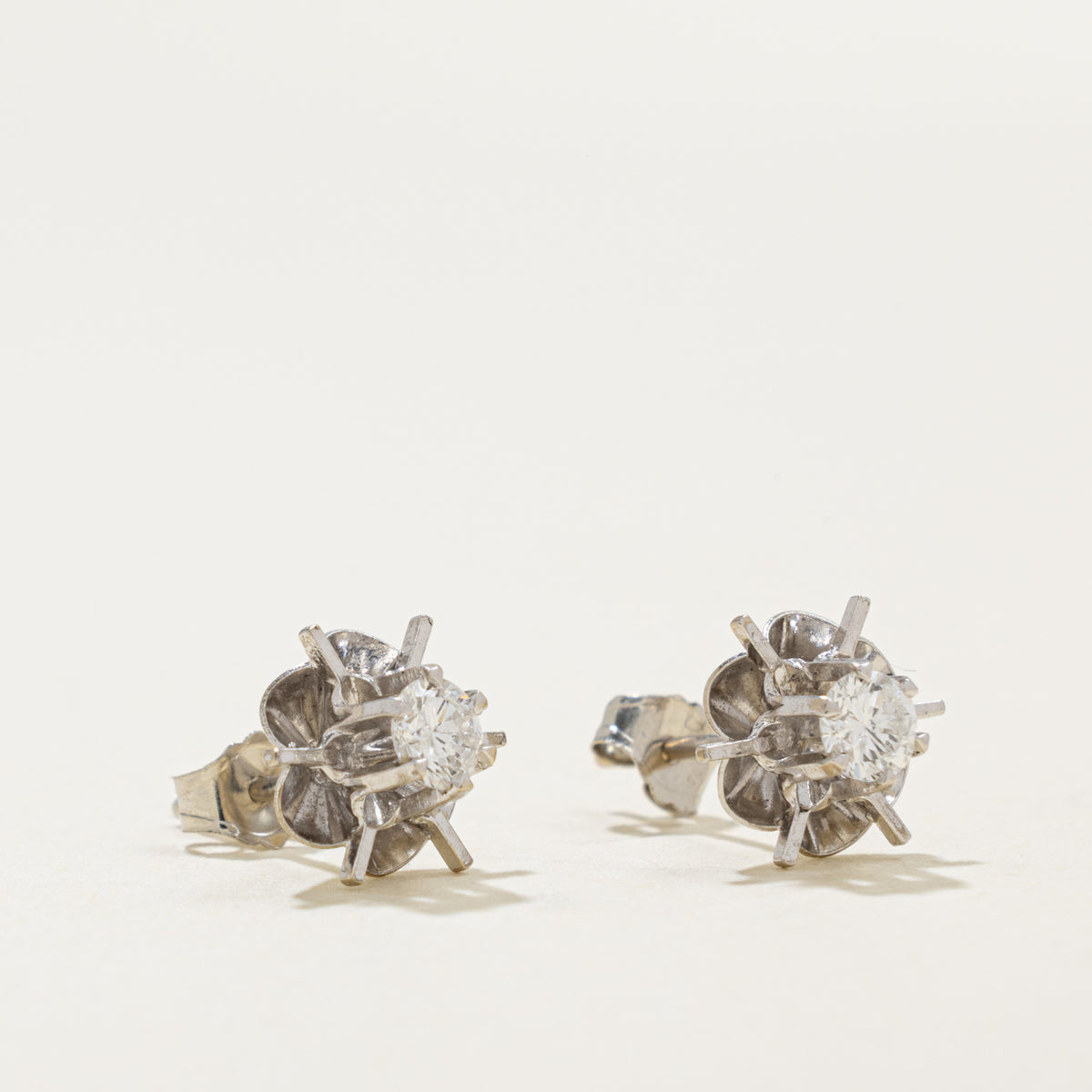 14k Diamond Floral Stud Earrings | 0.30ctw
