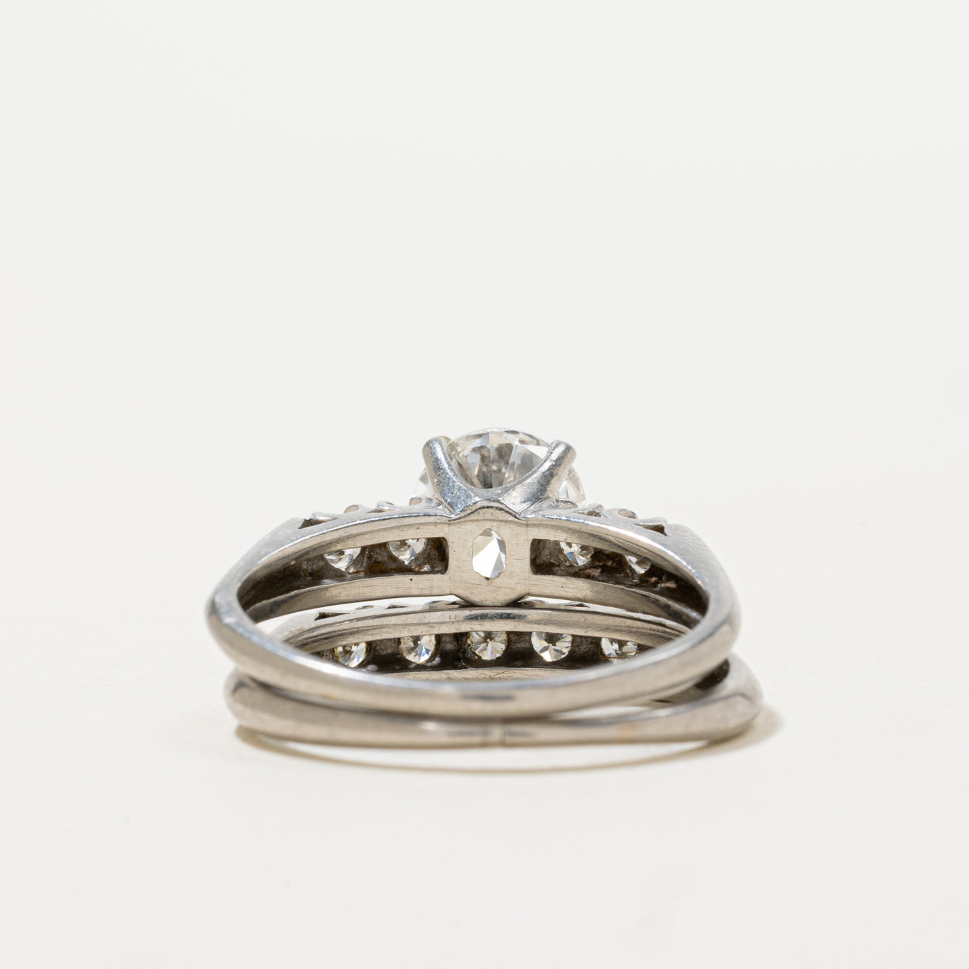 Art Deco Platinum Diamond Wedding Ring Set | 1.15ct SI1 G/H, 0.27ctw | SZ 6