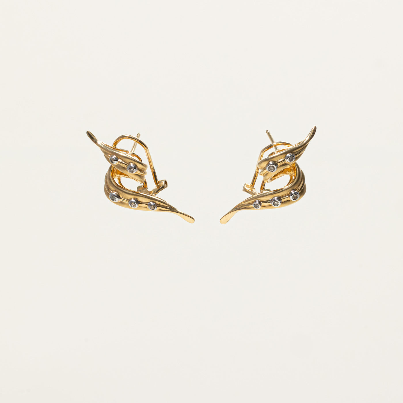 14k Diamond Abstract Twisted Stud Earrings | 0.15ctw