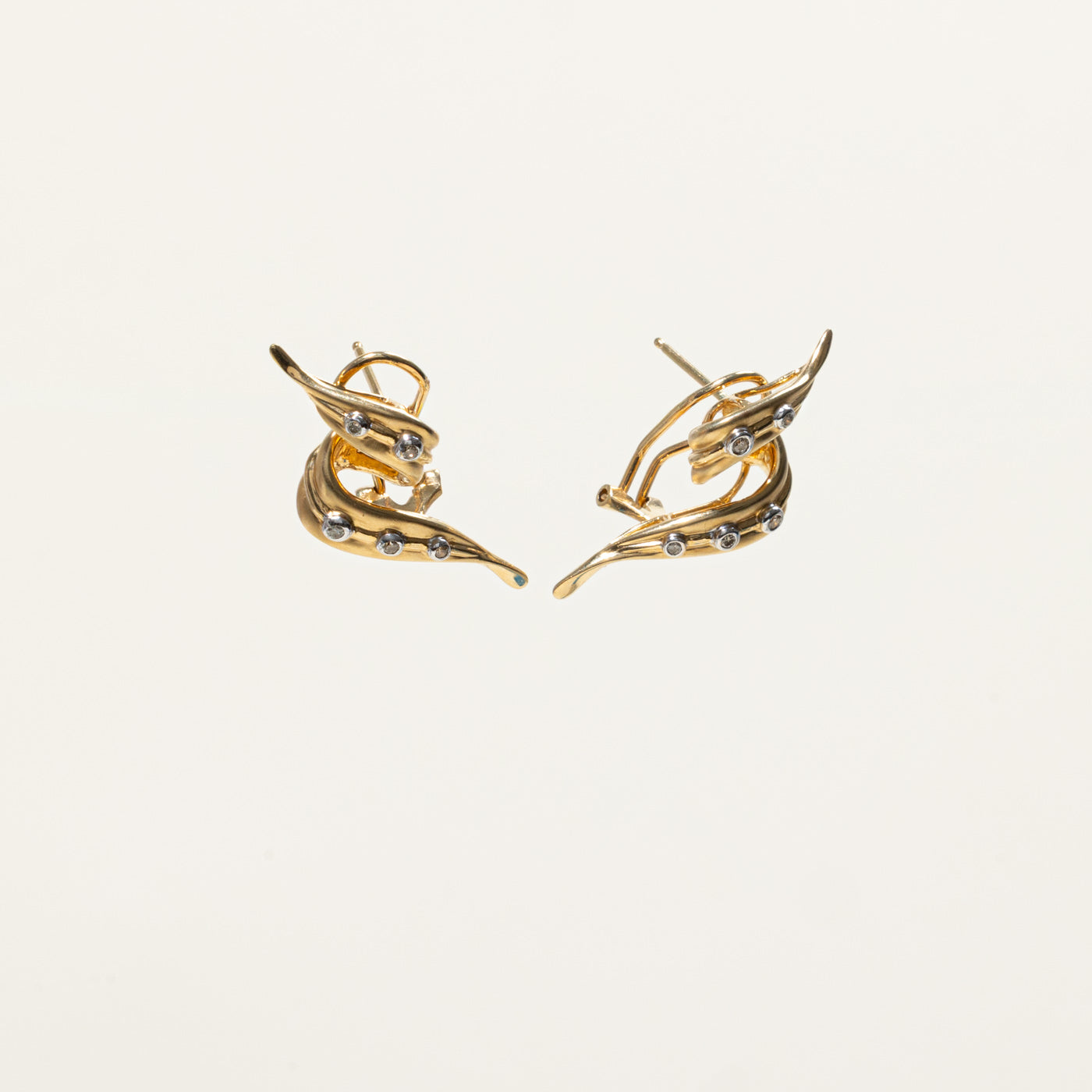 14k Diamond Abstract Twisted Stud Earrings | 0.15ctw
