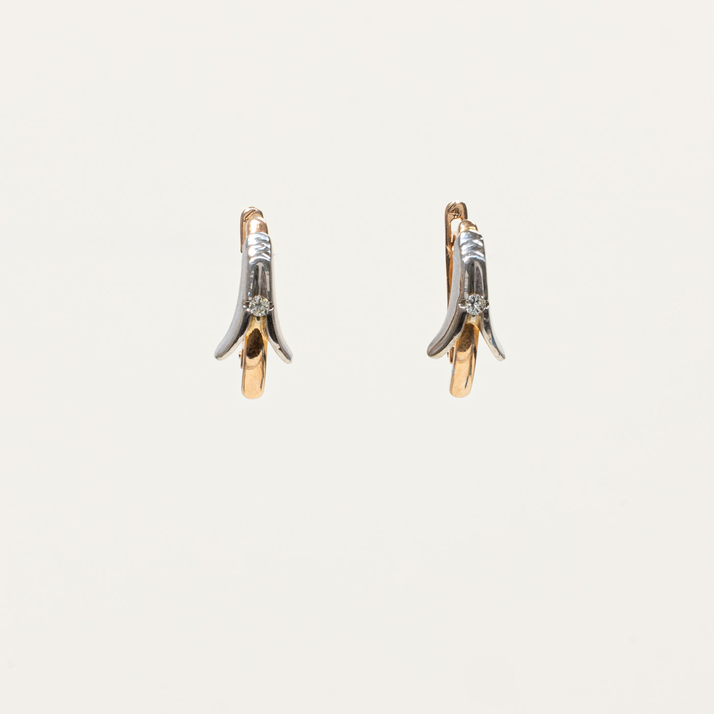14k Two Tone Gold Diamond Earrings | 0.07ctw