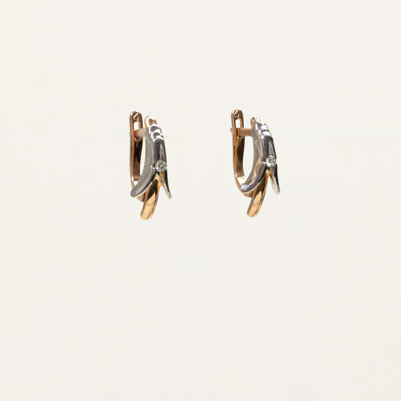 14k Two Tone Gold Diamond Earrings | 0.07ctw