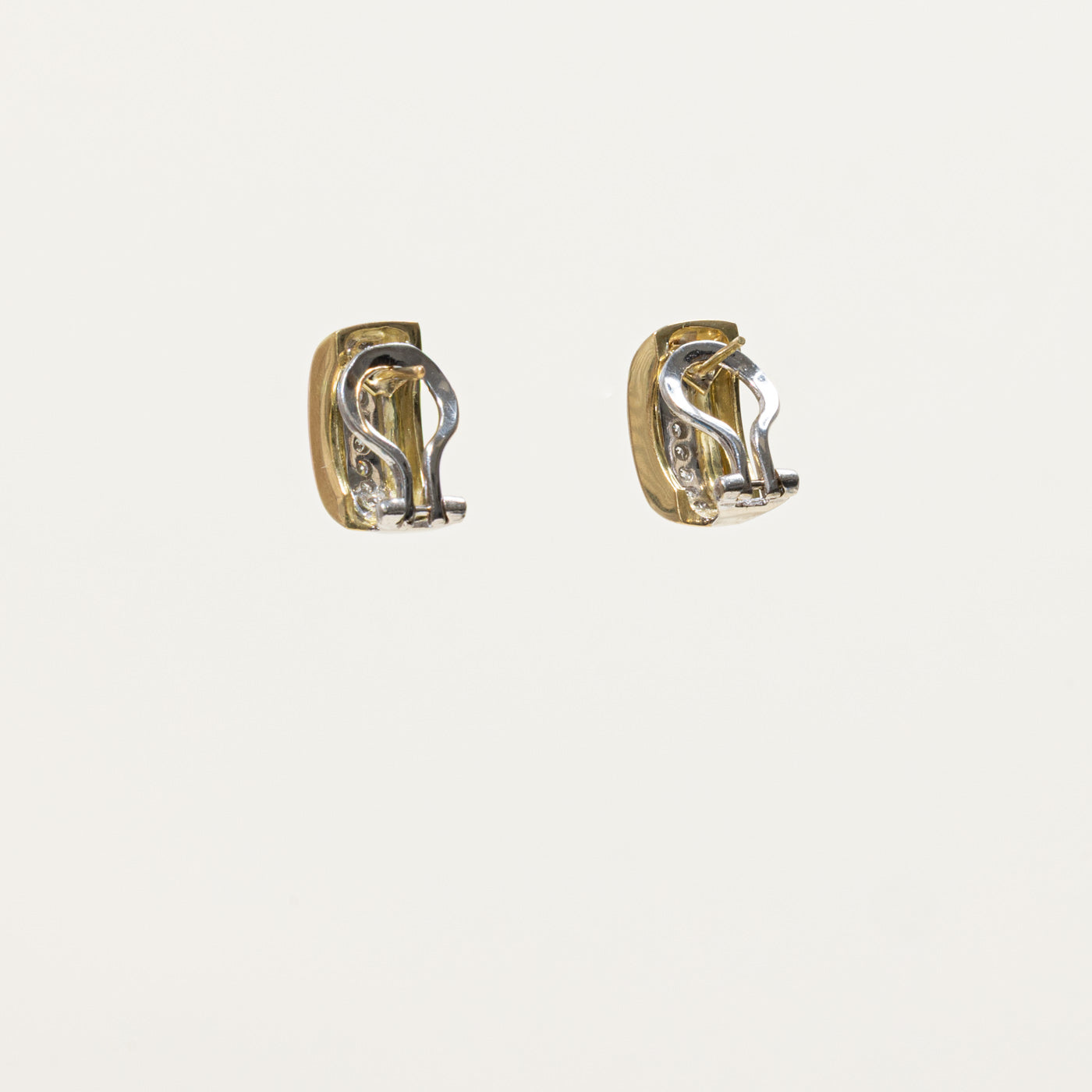 14k Diamond Column Chunky Half Hoop Earrings