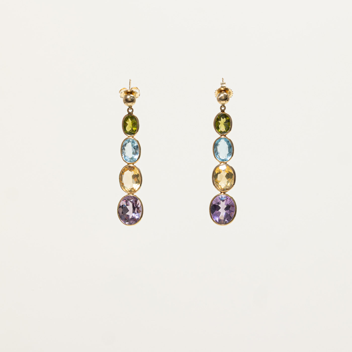 14k Bezel Set Multi Gemstone Drop Earrings | 13.92ctw