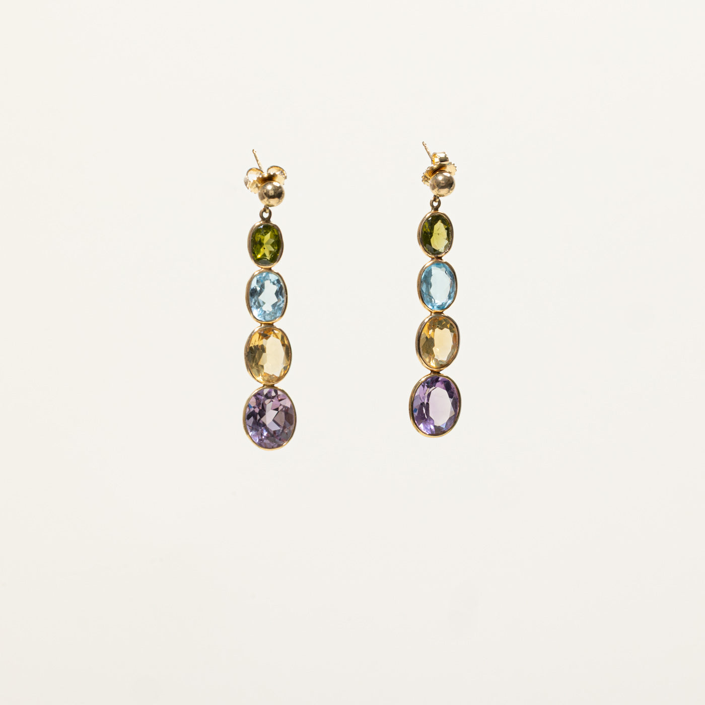 14k Bezel Set Multi Gemstone Drop Earrings | 13.92ctw