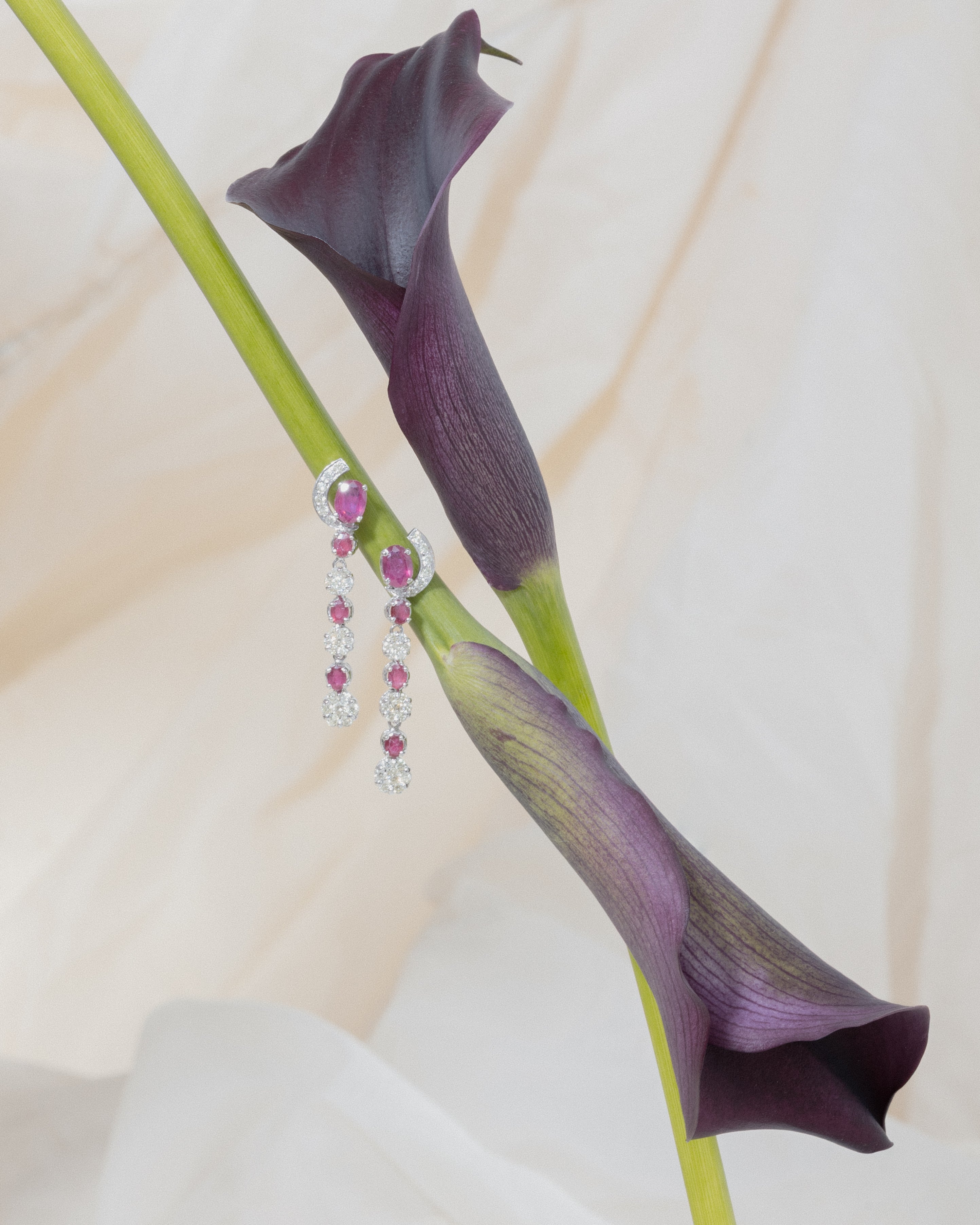 Ruby & Diamond Drop Earrings | 2.00ctw, 0.50ctw |