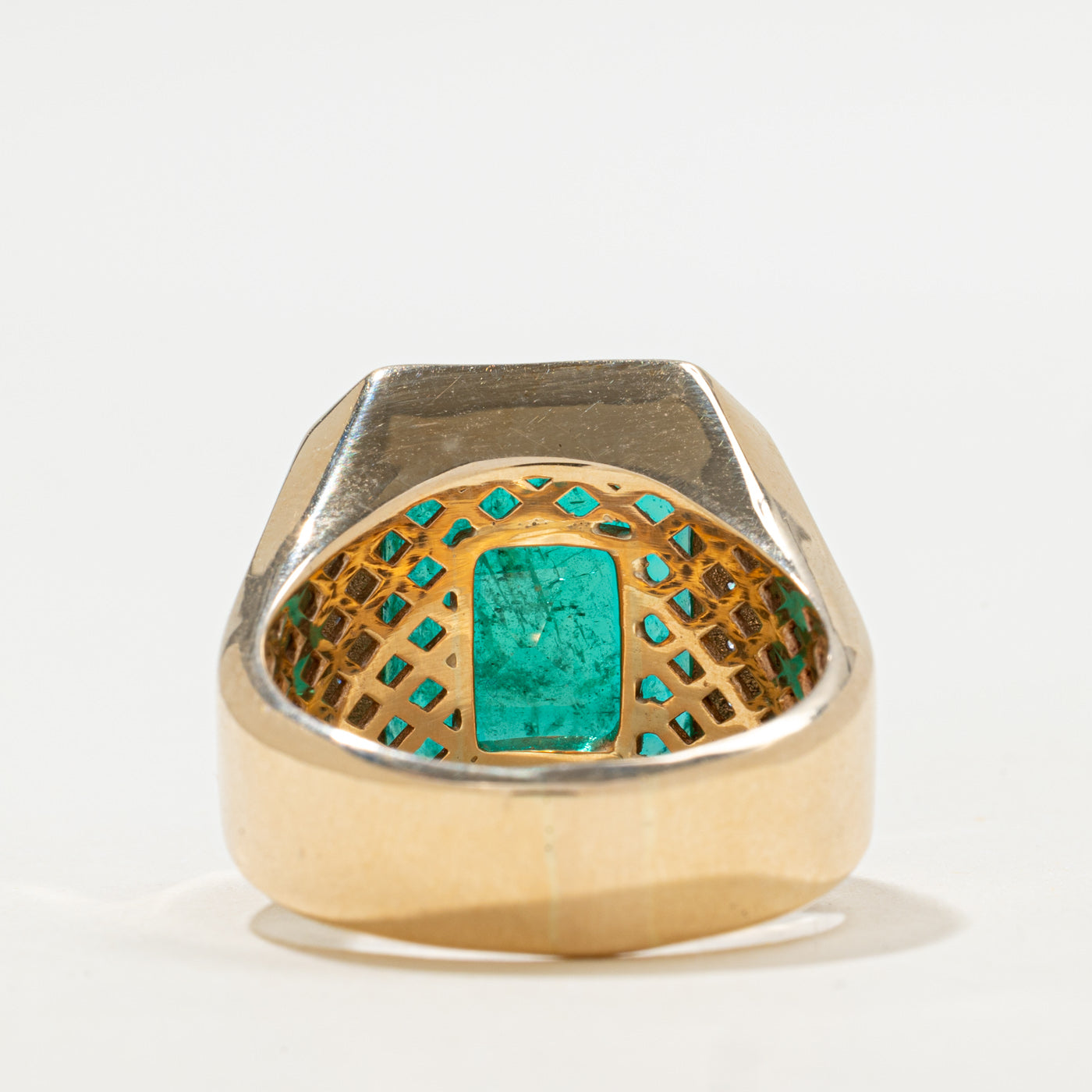 Bague en émeraude verte intense et diamants (9,28 ct + 0,21 ct au total) | Taille 10,5