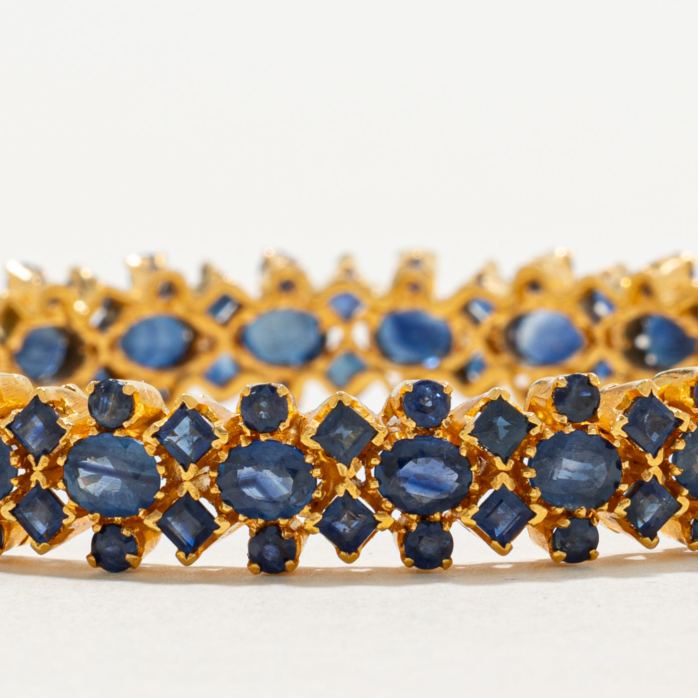 22k Unheated Mixed Cut Sapphire Bangle Bracelet | 18.52ctw