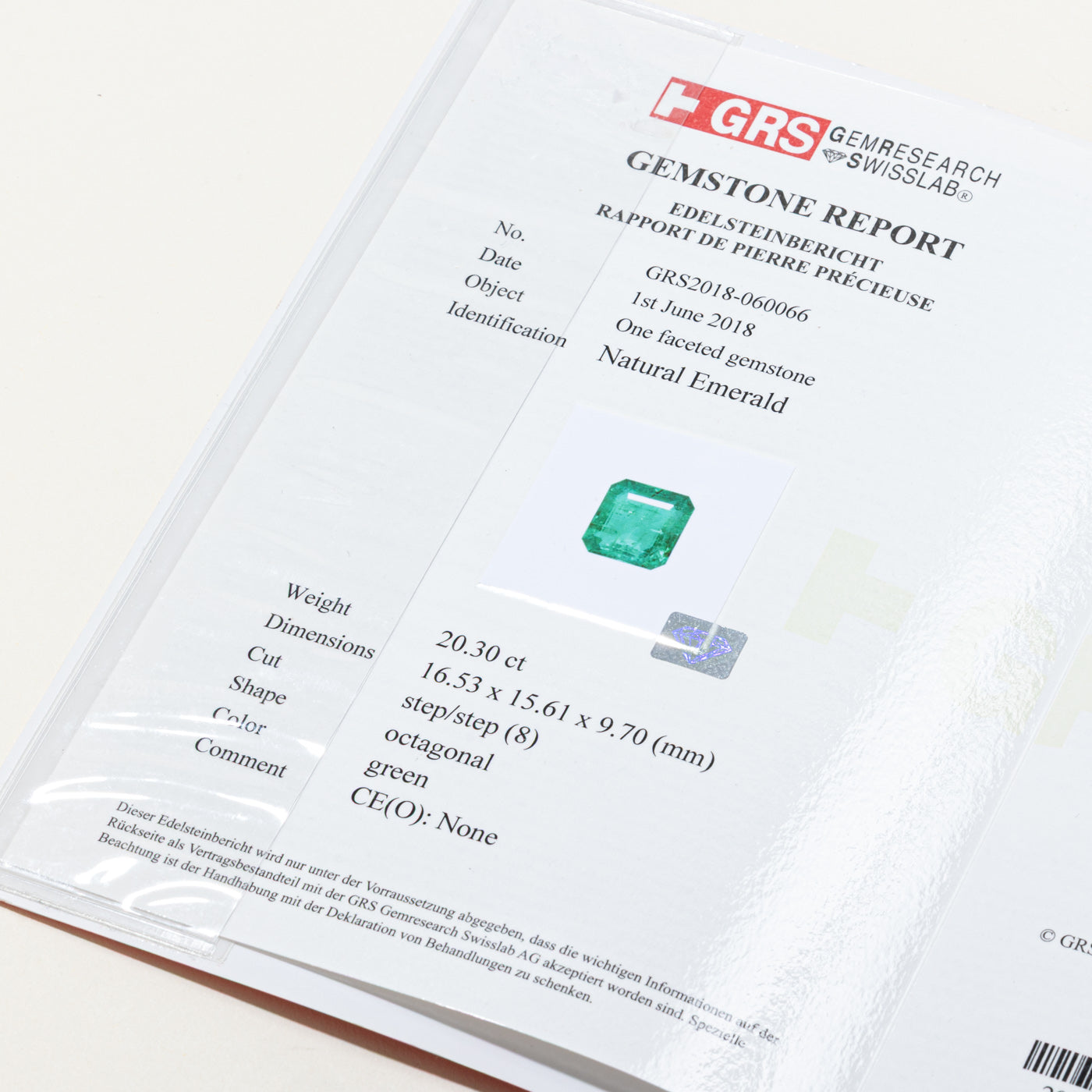 20.30ct GRS No Oil Emerald & Diamond Halo Pendant | GRS 20.30ct | 1.03ctw