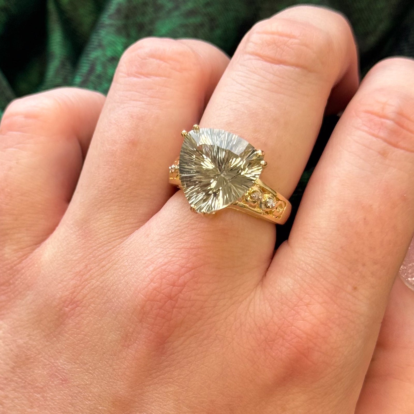 Prasiolite & Diamond Cocktail Ring | 7.00ct, 0.02ctw | SZ 7 |