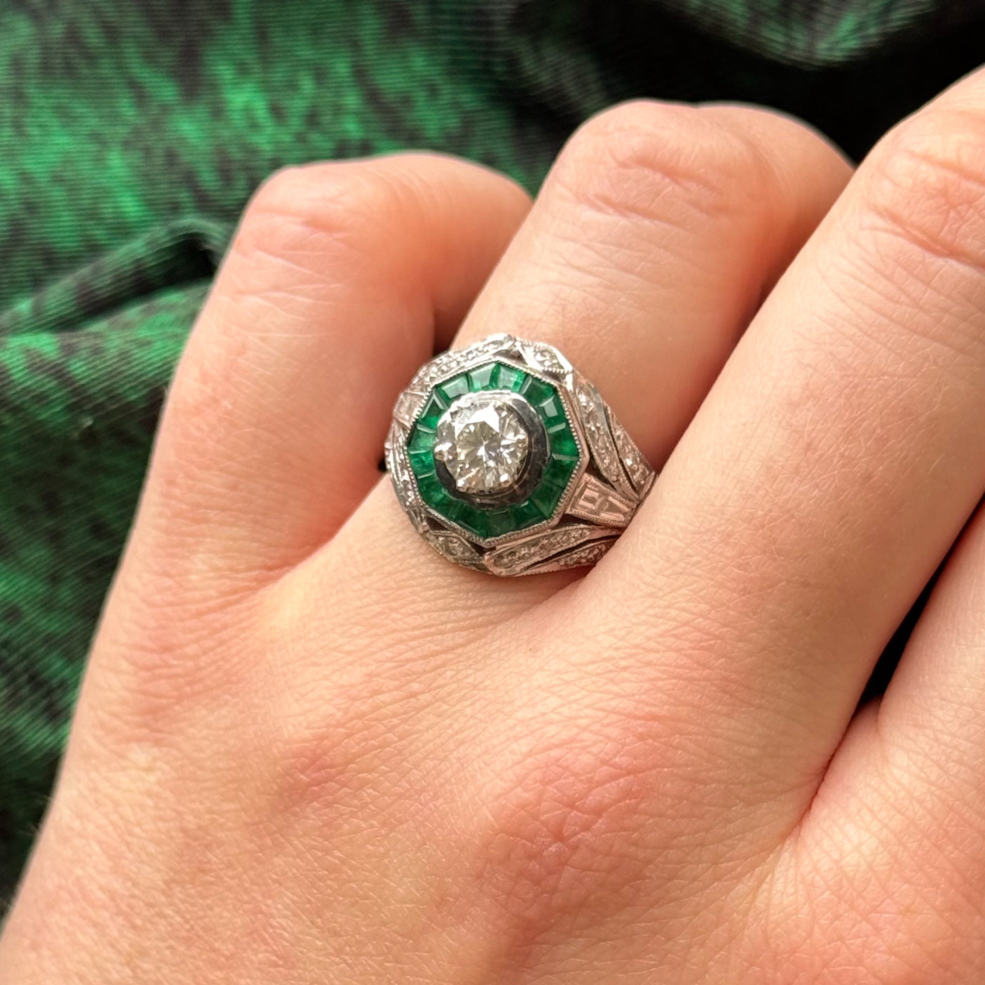 Emerald & Diamond Ring | 0.69ctw, 0.62ct, 0.43ctw, 0.21ctw | SZ 4.75 |