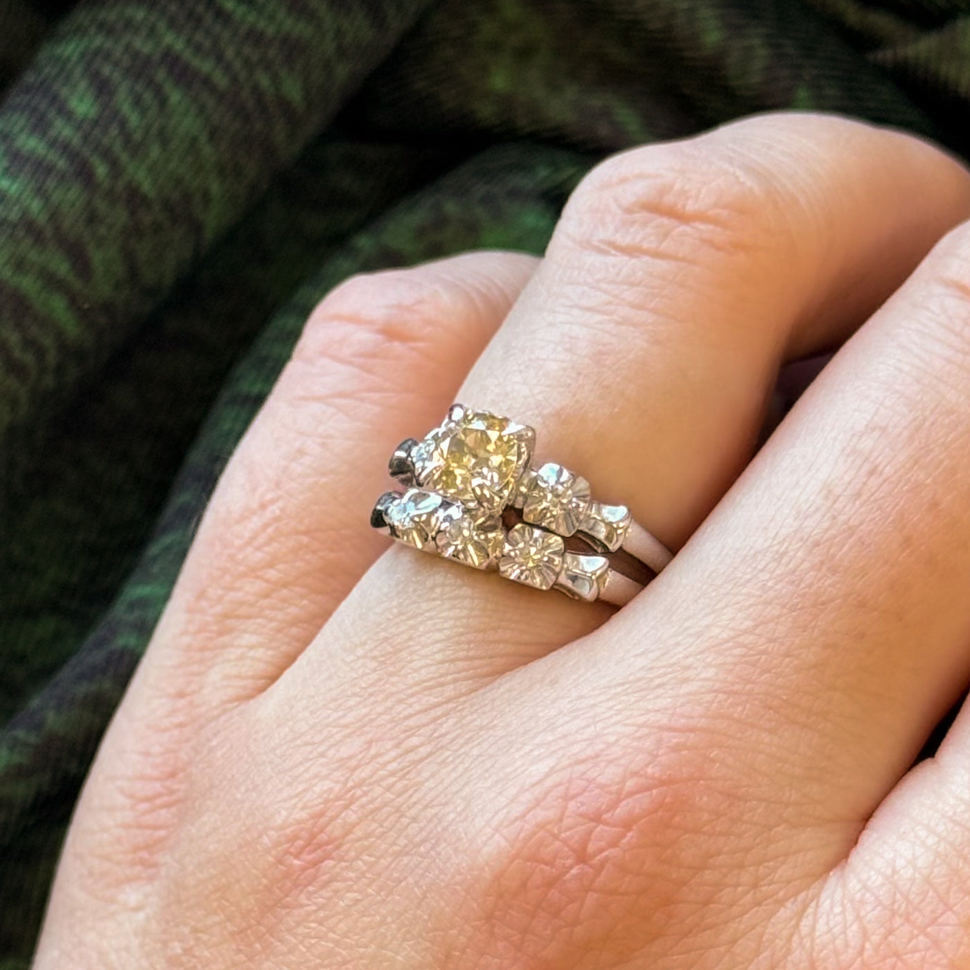 Old European Cut Diamond Wedding Ring Set | 0.63ct, 0.15ctw | SZ 5.5 |