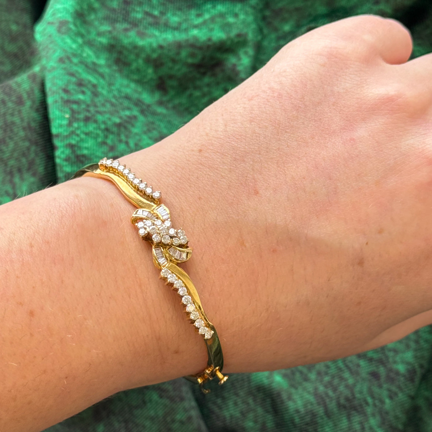 Diamond Yellow Gold Bangle | 1.23ctw, 0.27ctw | 7" |