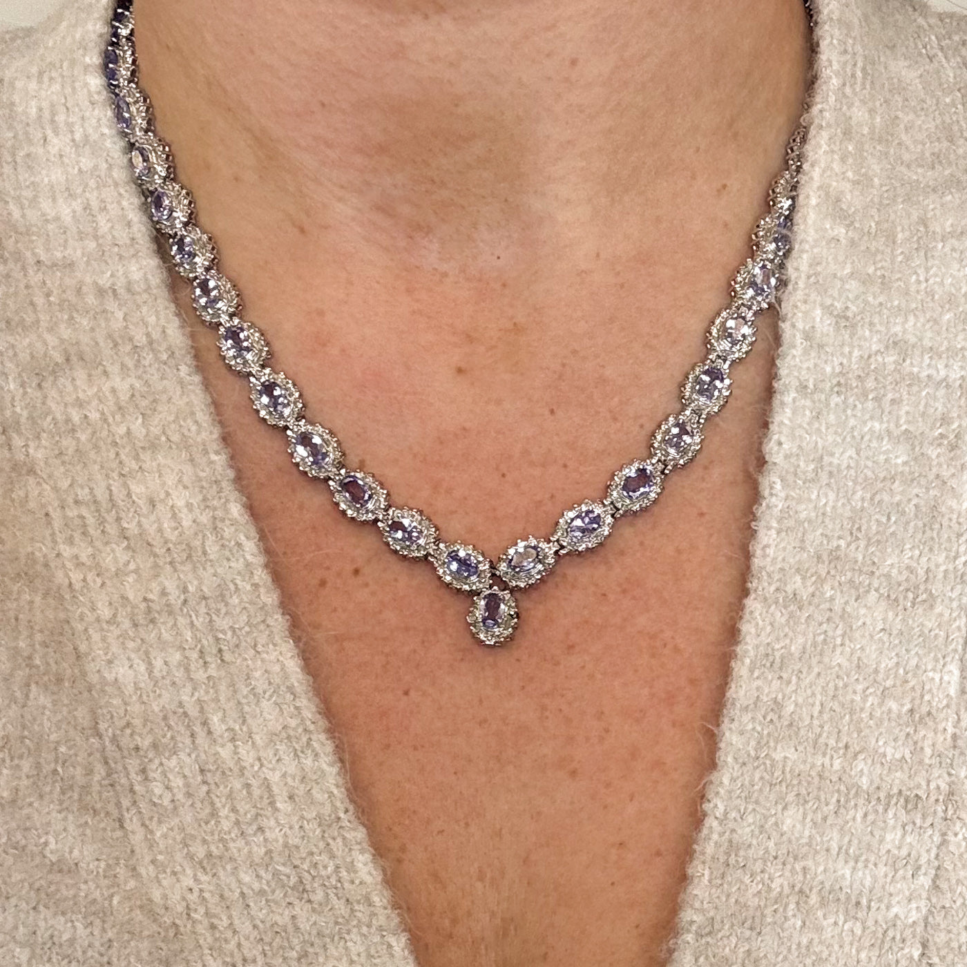 Tanzanite & Diamond Necklace | 15.47ctw, 6.58ctw | 18" |