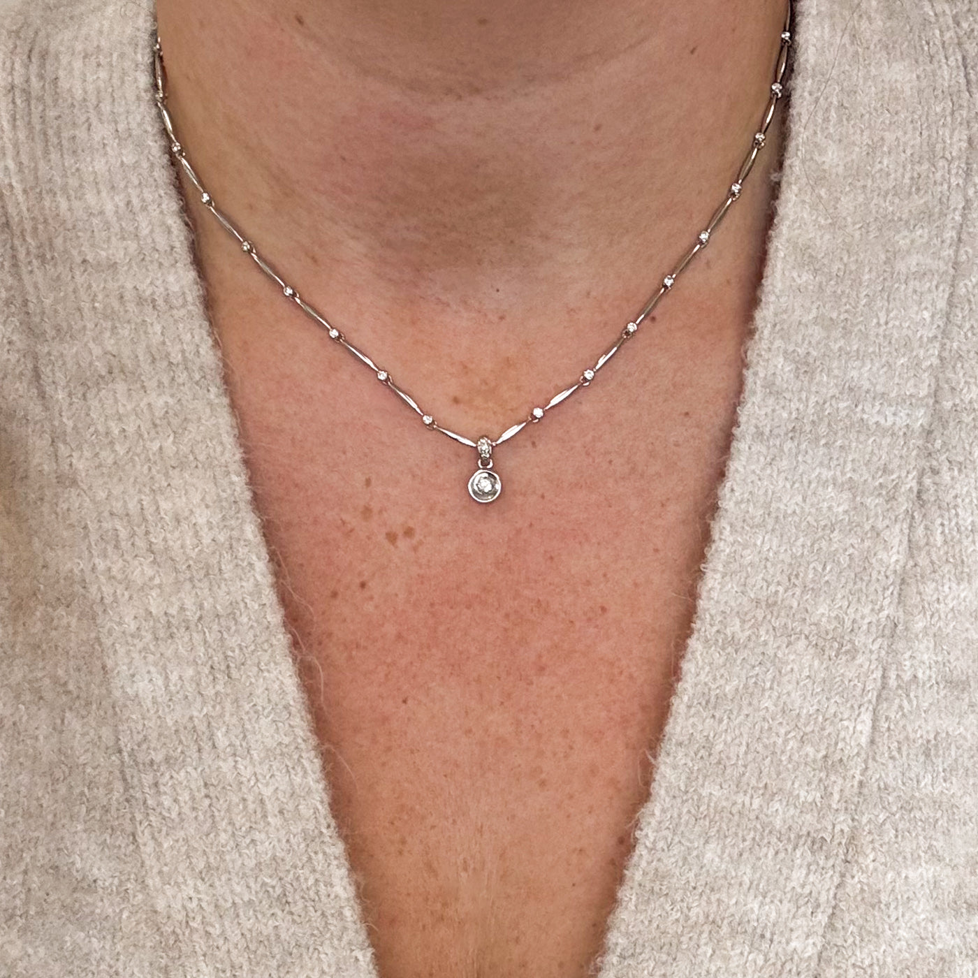 White Gold Diamond Necklace | 0.64ctw, 0.11ct, 0.03ctw | 16" |