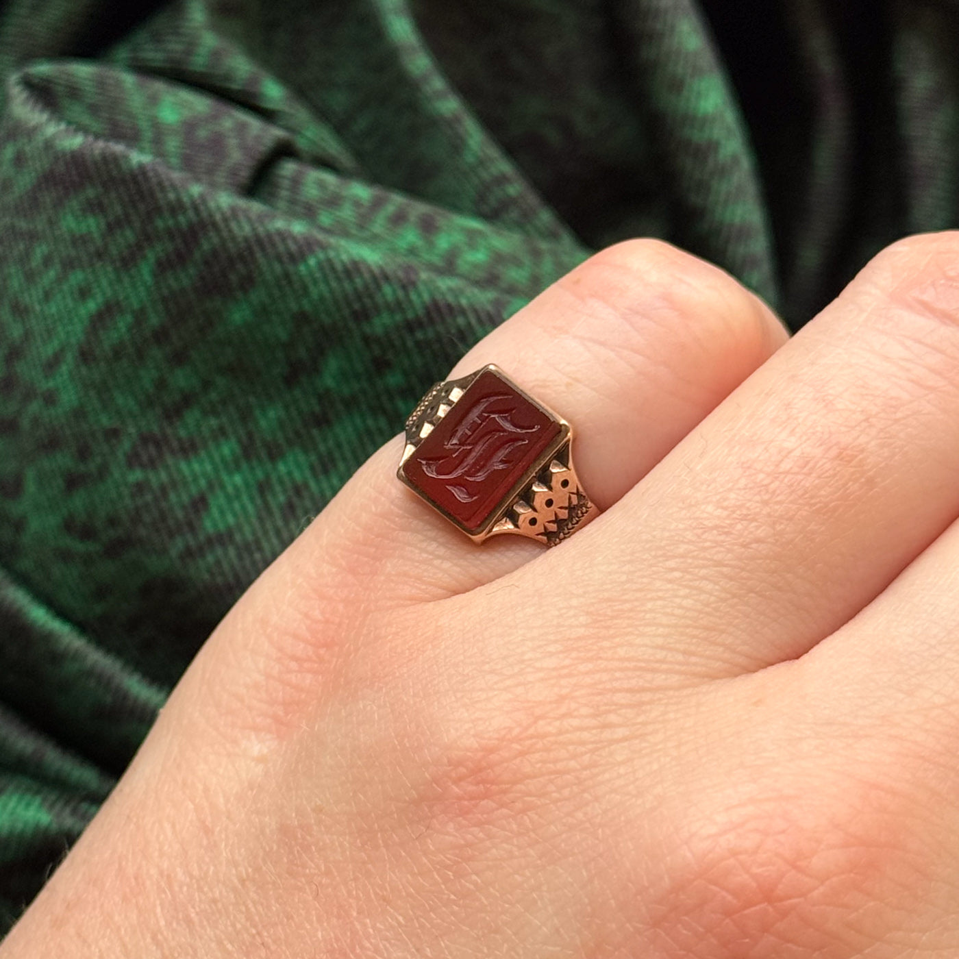 Engraved Carnelian Ring | 1.00ct | SZ 3.75 |