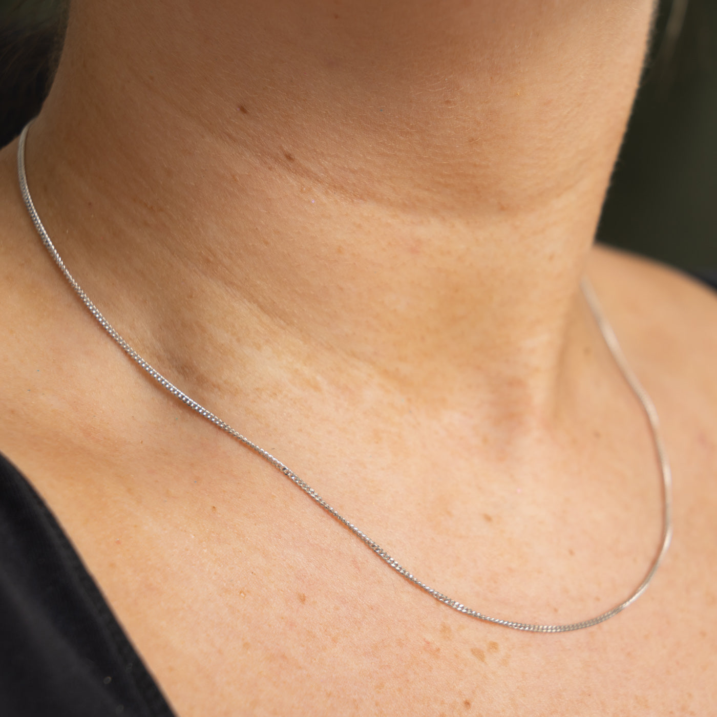 'Unoaerre' White Gold Curb Link Chain | 1.30mm | 17.5"