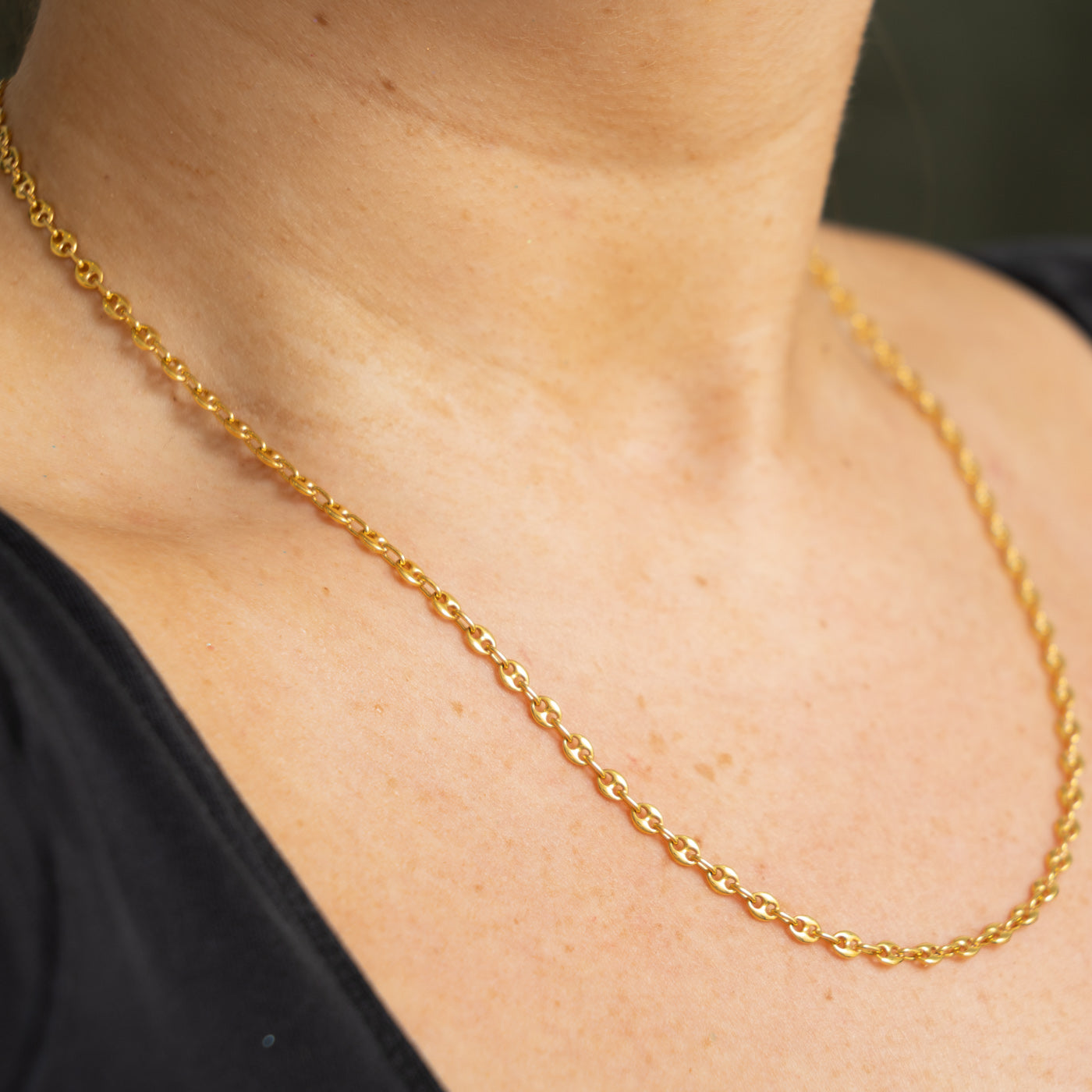 18k Yellow Gold Puffed Anchor Chain | 3.50mm | 19.75"