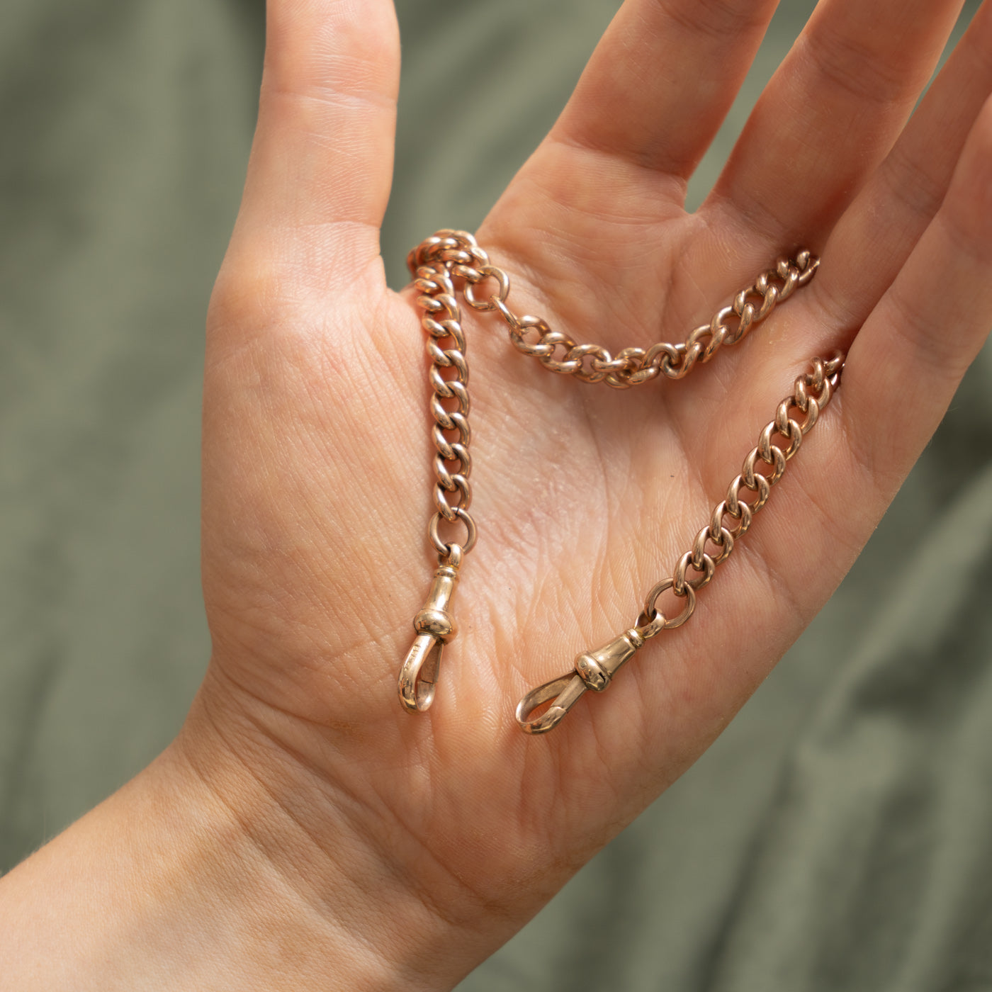 9k Yellow Gold Curb Link Watch Chain | 16"