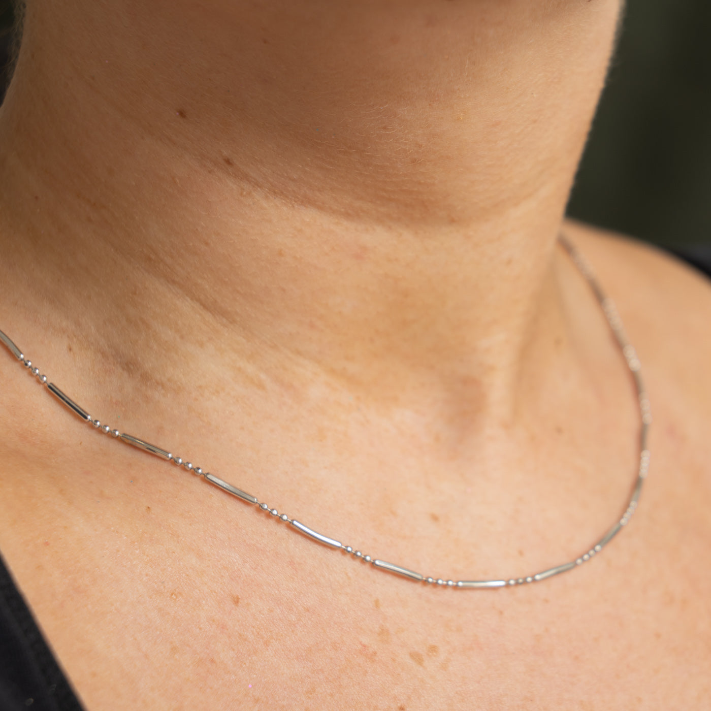 900 Platinum Bead Bar Link Chain | 1.50mm | 16"